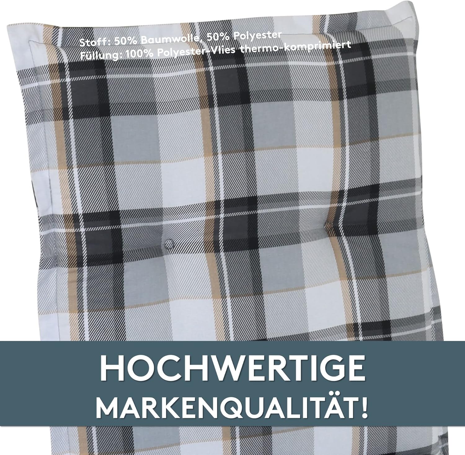 Thumbnail 6 de LILENO HOME Sonnenliege Rollliege in Karo Grau – Gartenliege Auflage 188x60x5 cm