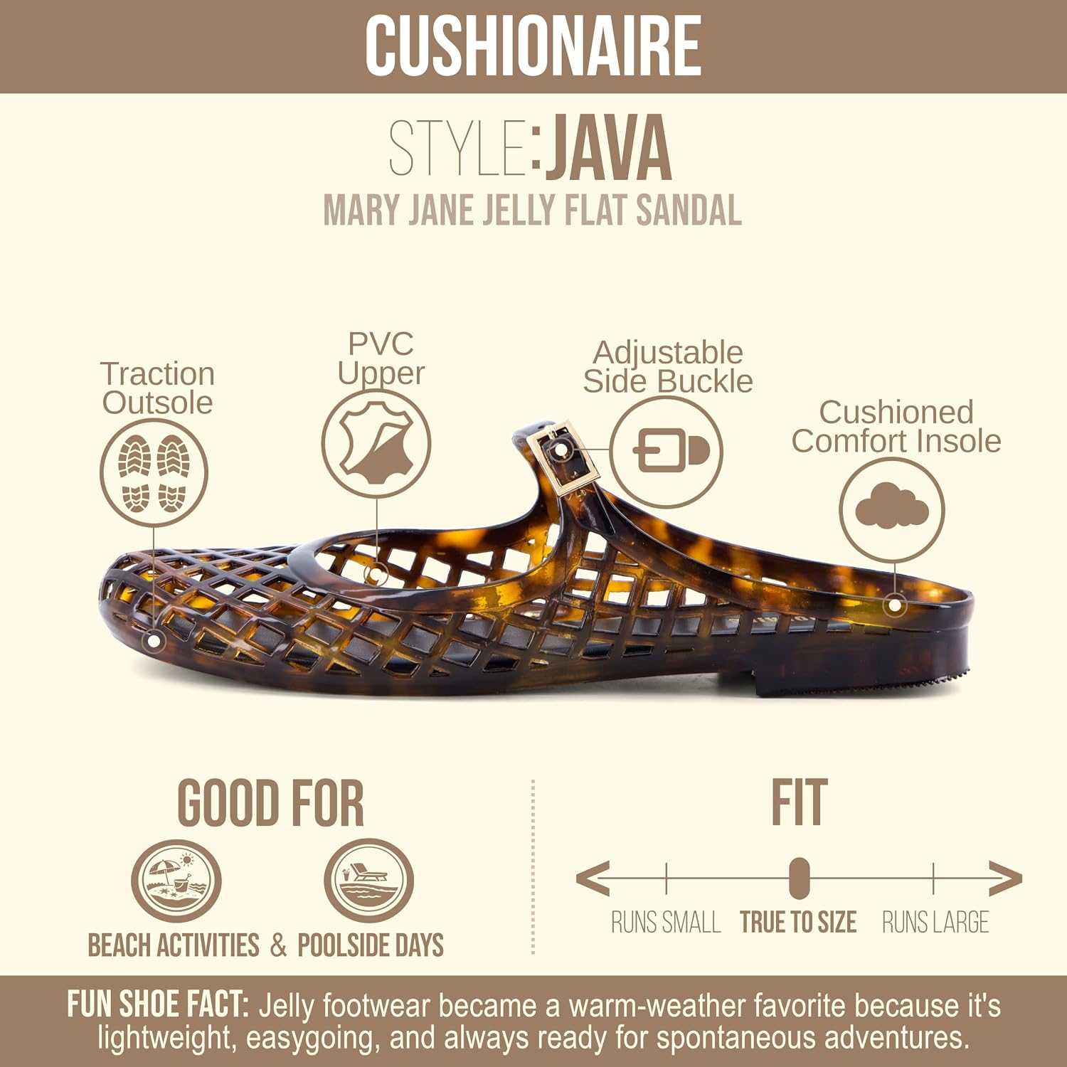 Thumbnail 3 de CUSHIONAIRE Java Casual Womens Jelly Flats with Adjustable Strap
