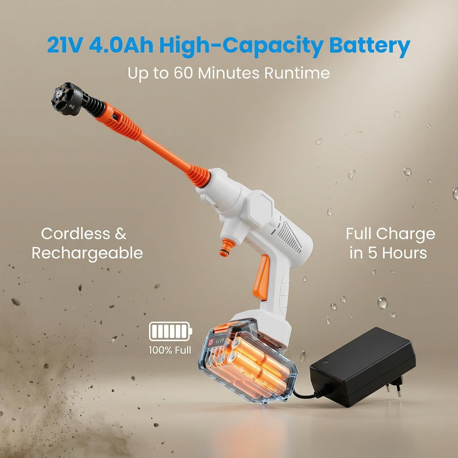Thumbnail 3 de Gtremulent Idropulitrice a Batteria Portatile Professionale 1200 PSI — 21V 4.0Ah + Kit completo