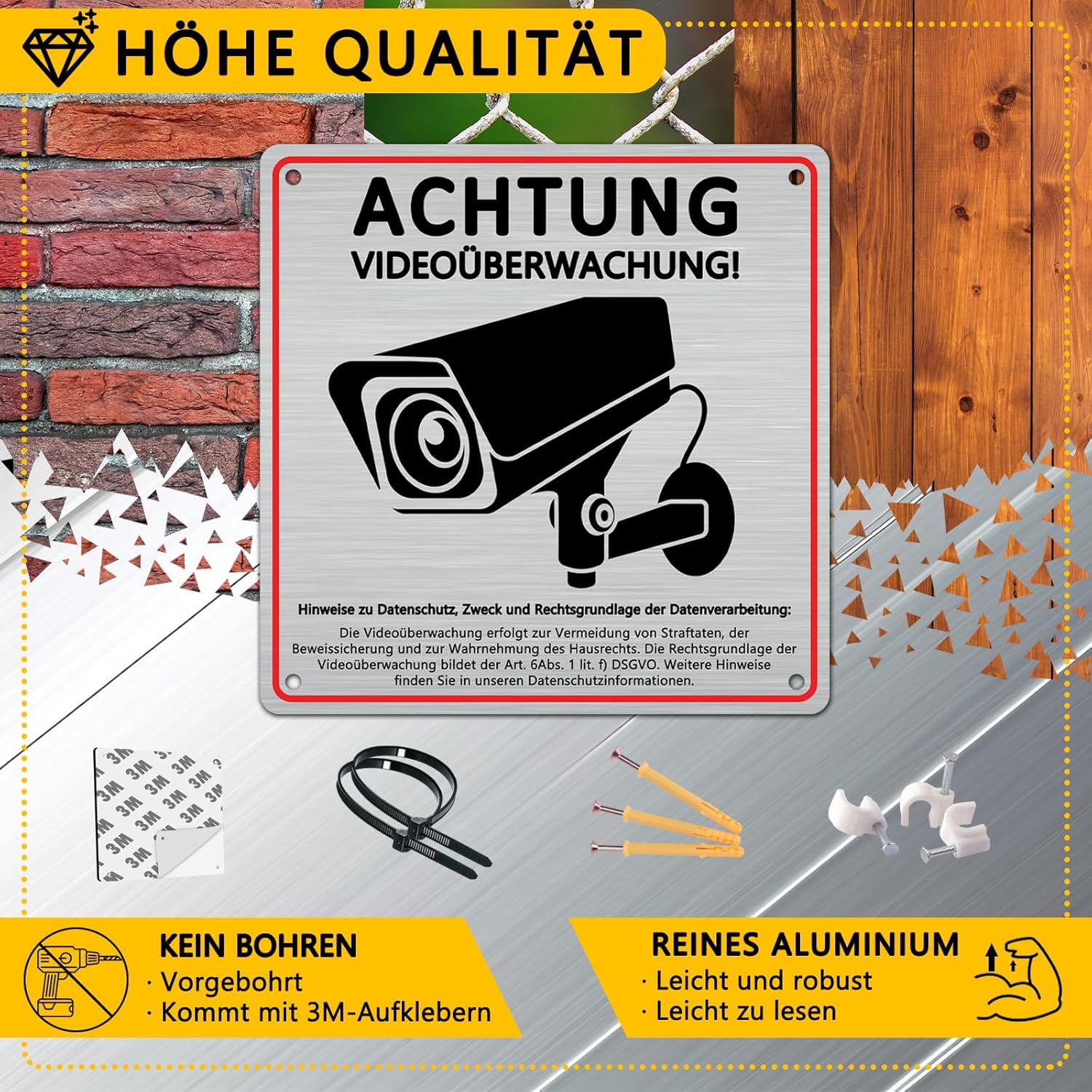 Detalle 2 de Schild Videoüberwachung 15 x 15 cm Aluminium