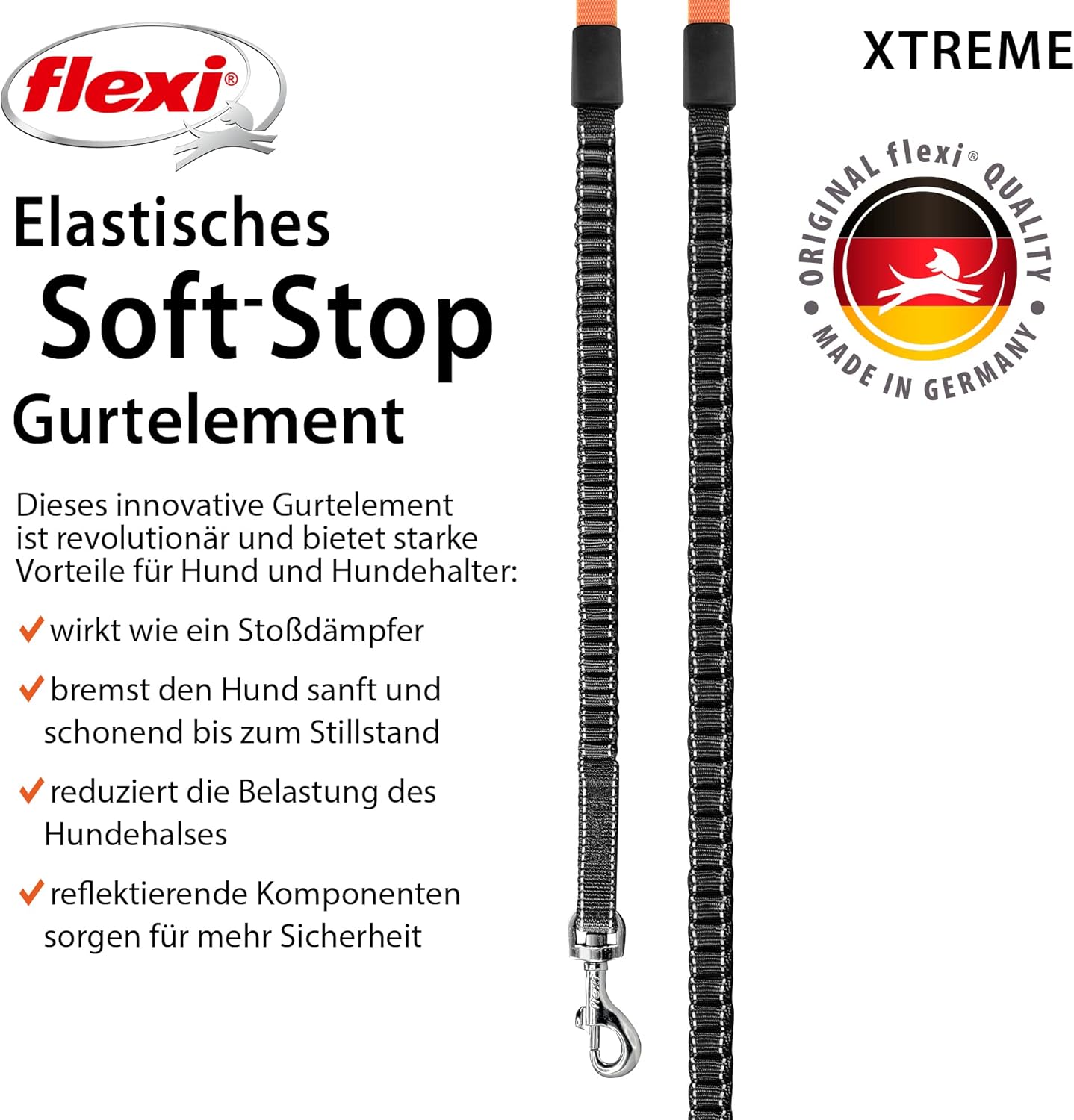 Thumbnail 4 de flexi Xtreme L Gurt 8 m – Roll-Leine für Hunde bis 55 kg in Schwarz/Orange