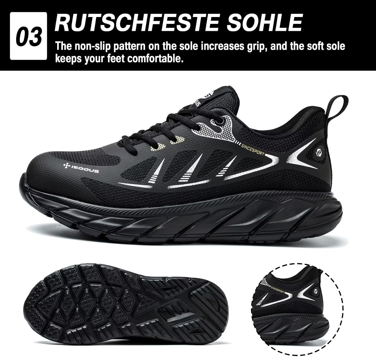 Detalle de Scarpe Antinfortunistiche Uomo e Donna: leggerezza, protezione con punta in acciaio e høy traspiranti
