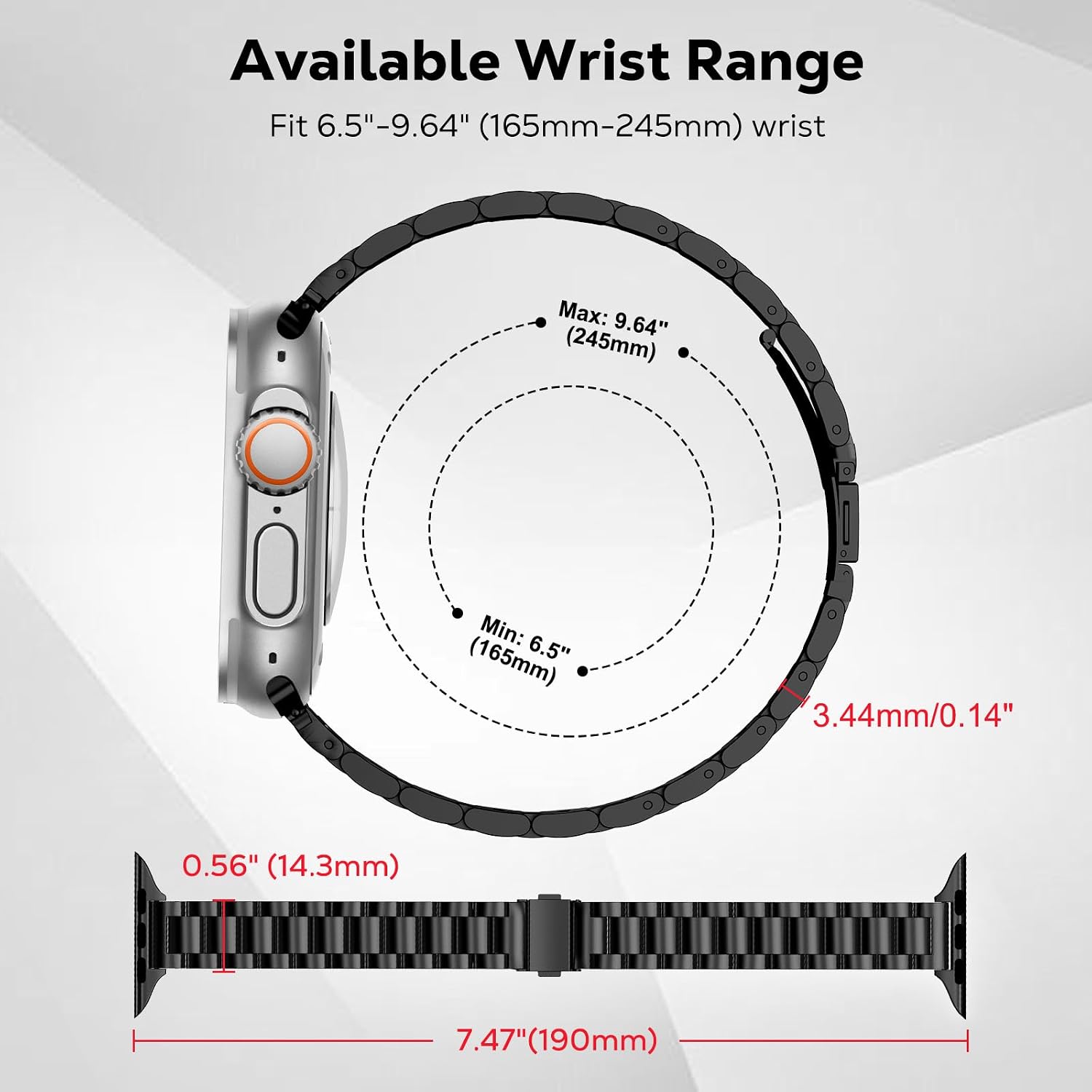 Thumbnail 4 de MoKo cinturino acciaio per Apple Watch 14,3 mm