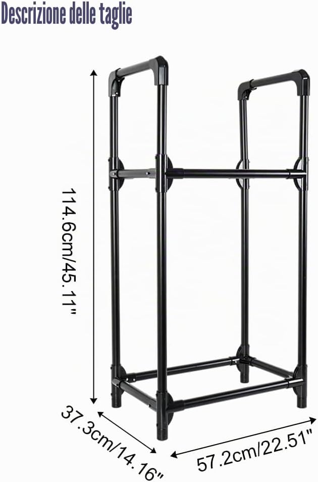 Detalle de BAOYOUNI Supporto per 4 pneumatici o cerchioni – scaffale a 2 livelli in acciaio, 57,2 × 37,3 × 114,6 cm, nero