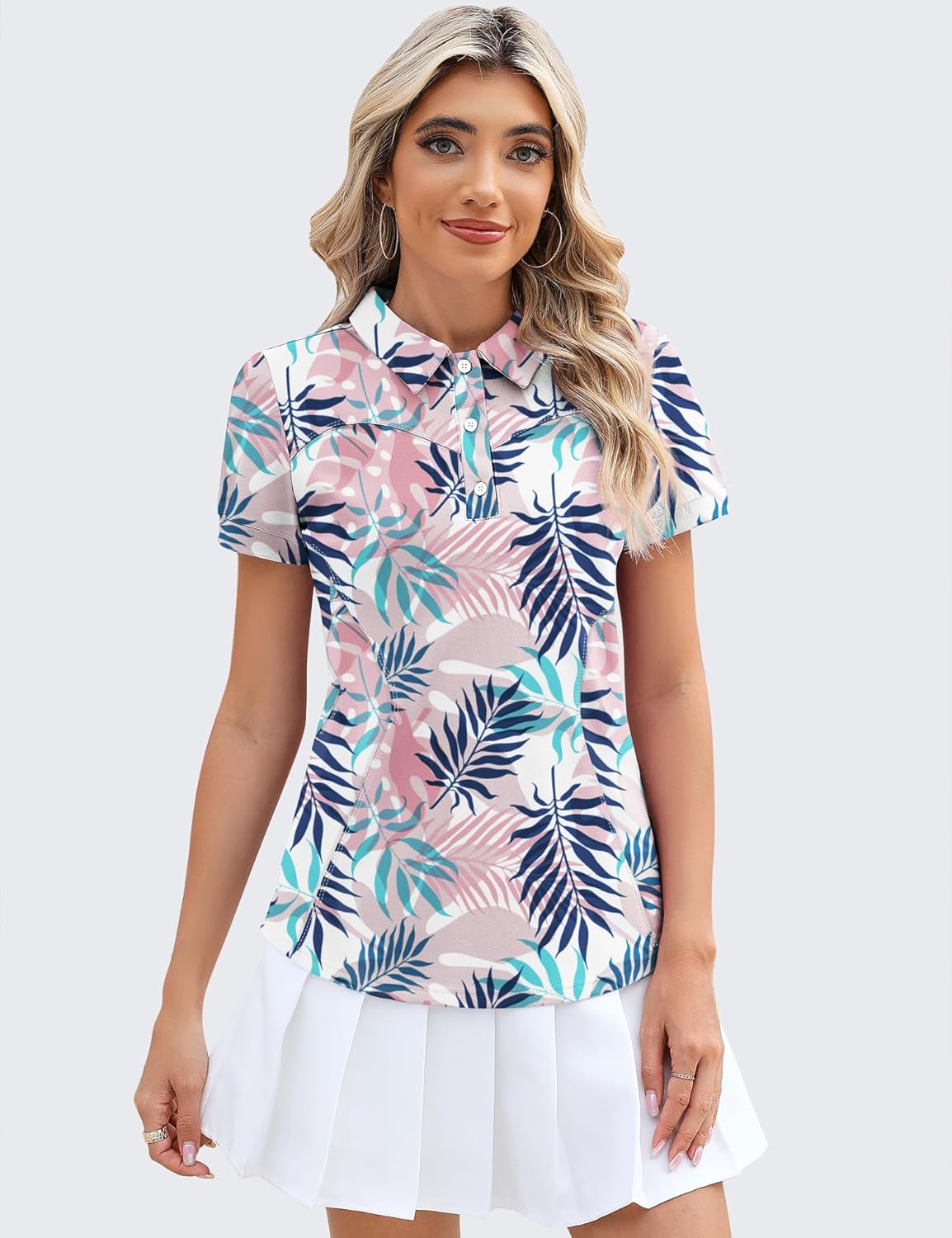 Detalle 2 de IECCP Women’s Golf Polo Shirts – short-sleeve cotton blend, moisture-wicking summer polo top