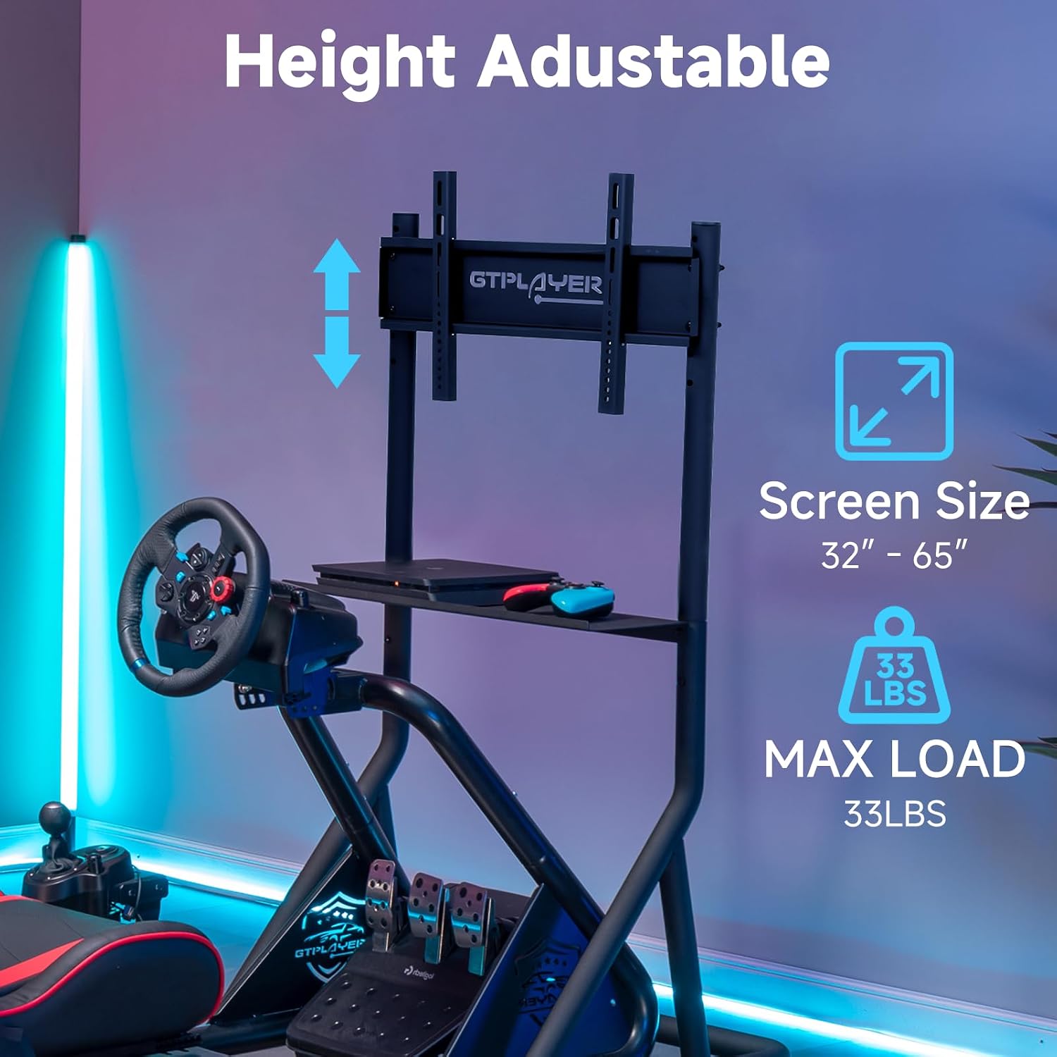 Thumbnail 2 de GTPLAYER GTS091 Mobile TV Stand for 32–65-Inch Displays, Adjustable Height