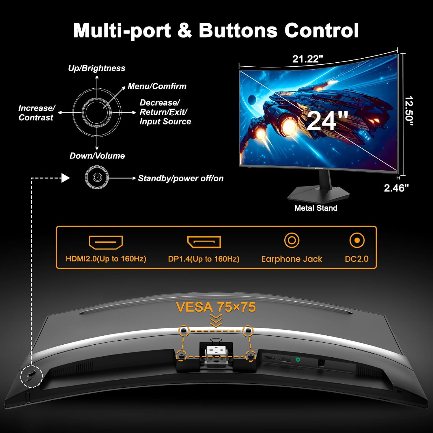 Detalle 2 de SANSUI Curved Gaming Monitor 24-Inch