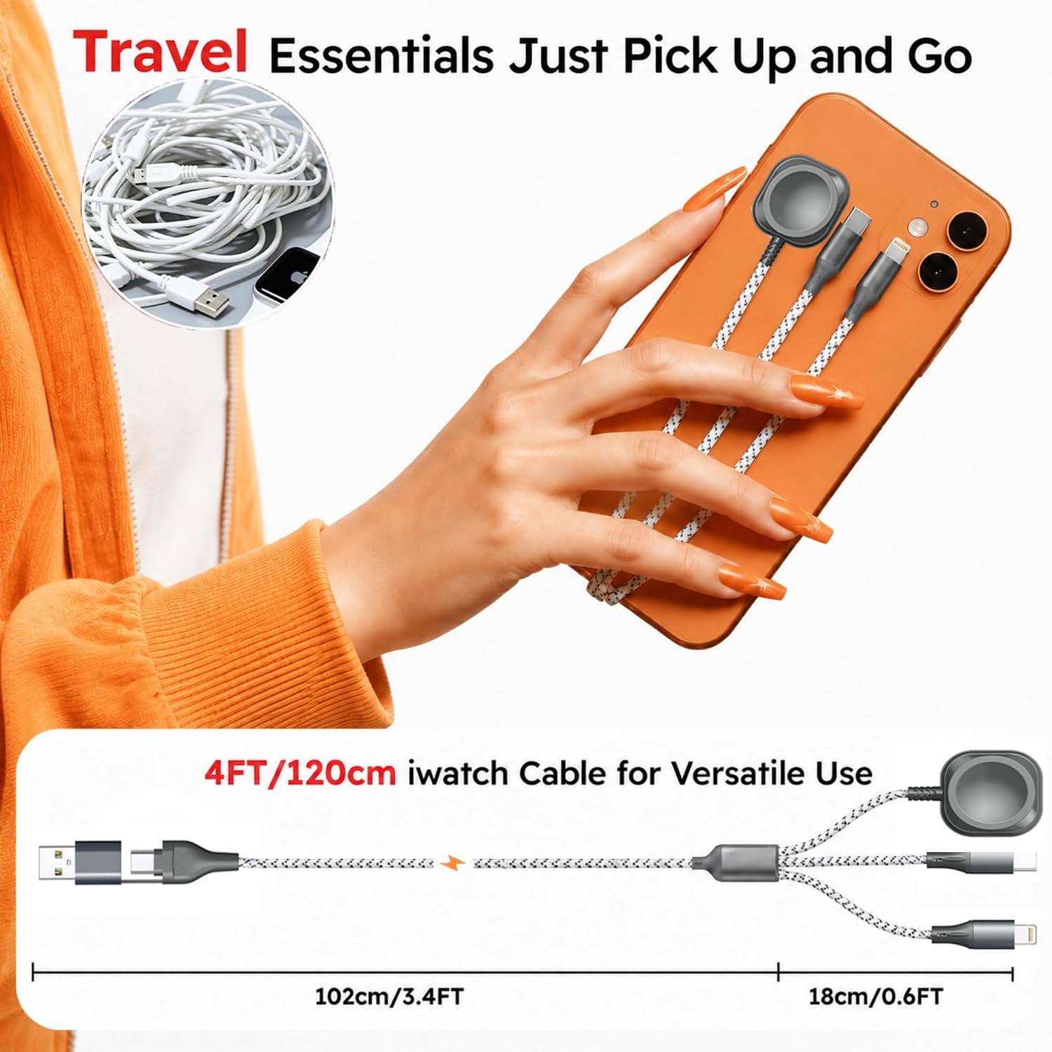 Thumbnail 5 de 3-in-1 4 ft Charging Cable