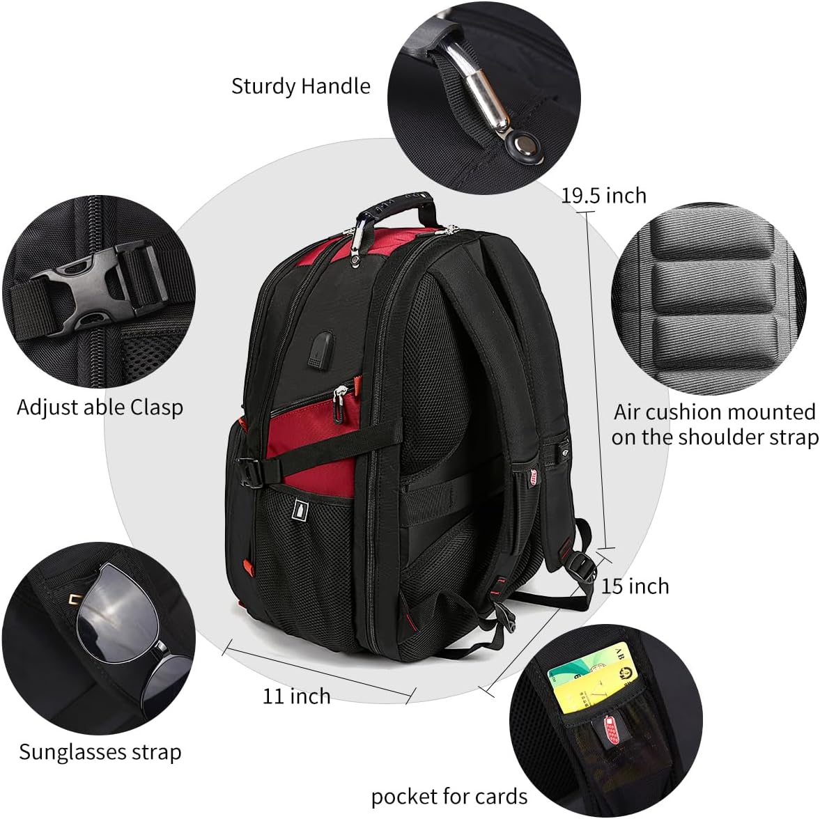 Detalle de SHRRADOO Travel Laptop Backpack, 50L