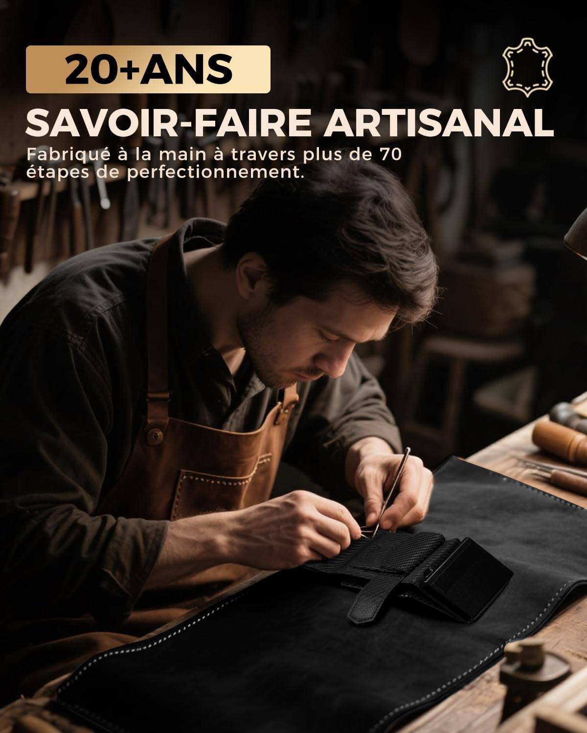 Detalle 2 de LORZOR Portefeuille Homme XXL avec Porte-Monnaie et RFID – Cuir Véritable, Fin et Sécurisé