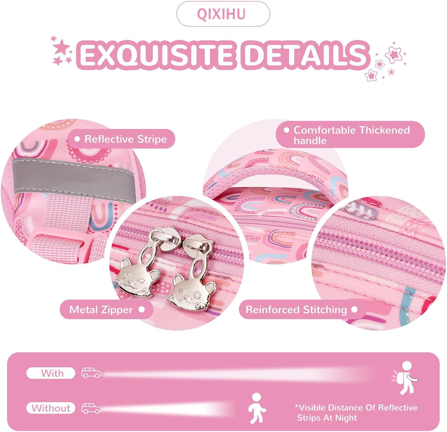 Thumbnail 6 de QIXIHU Girls School Bag: Lightweight, Water-Resistant Kawaii Backpack for Primary to Nursery