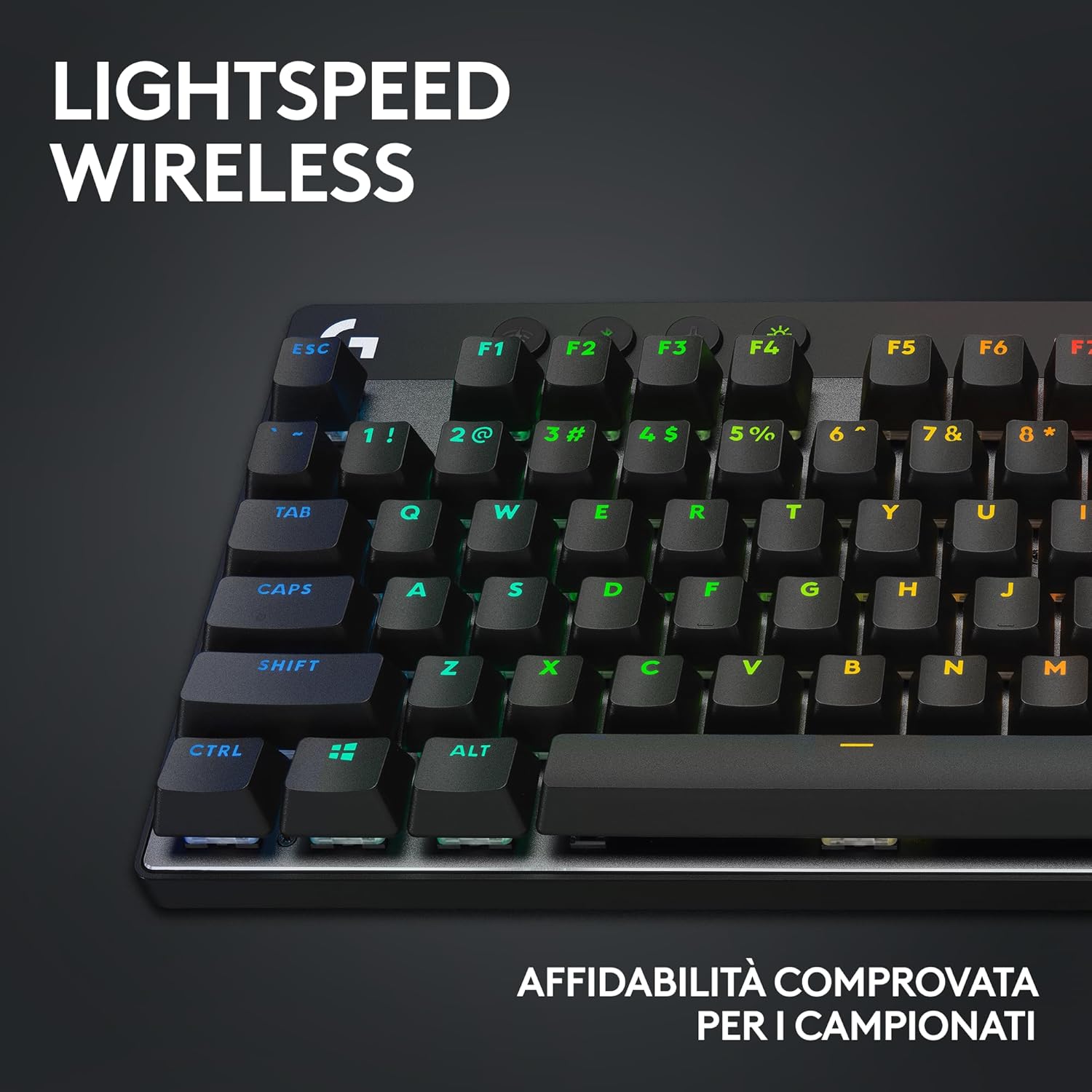 Detalle de Logitech G PRO X TKL LIGHTSPEED: tastiera gaming wireless ultraportatile con tasti PBT e GX Brown