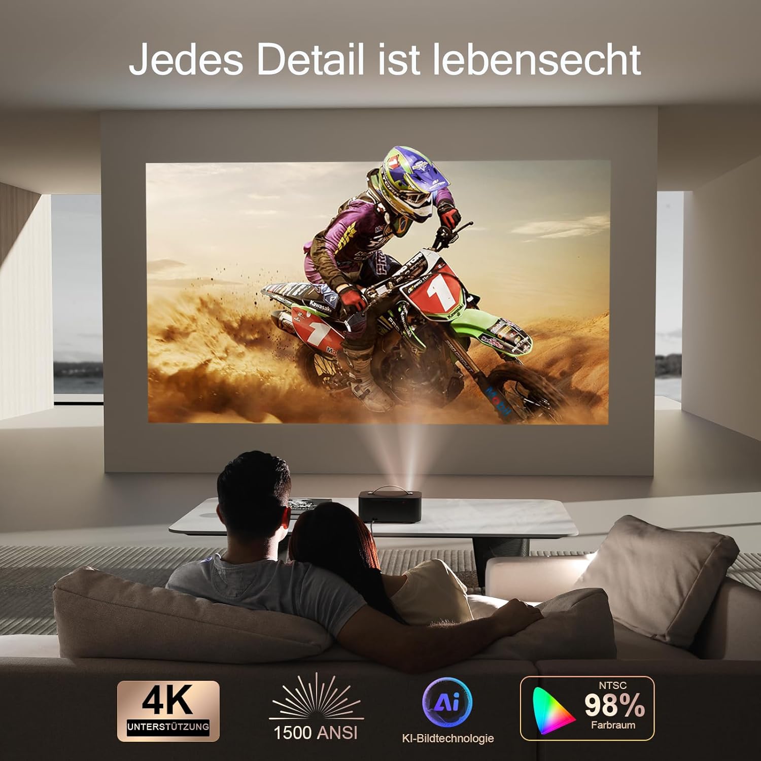 Detalle de ONOAYO Smart Beamer 4K 1500 ANSI Heimkinoprojektor