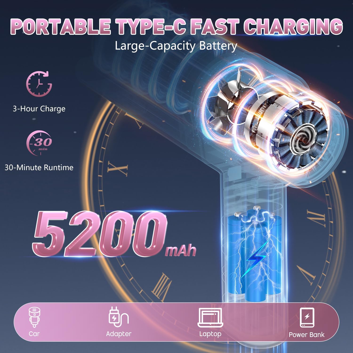 Thumbnail 3 de KMM Handheld Car Vacuum Cleaner with 16,000Pa Suction and 120W Power