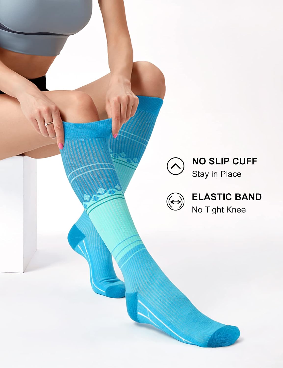Detalle 1 de FITRELL Compression Socks for Women and Men, 20-30mmHg, Knee-High, 3 Pairs