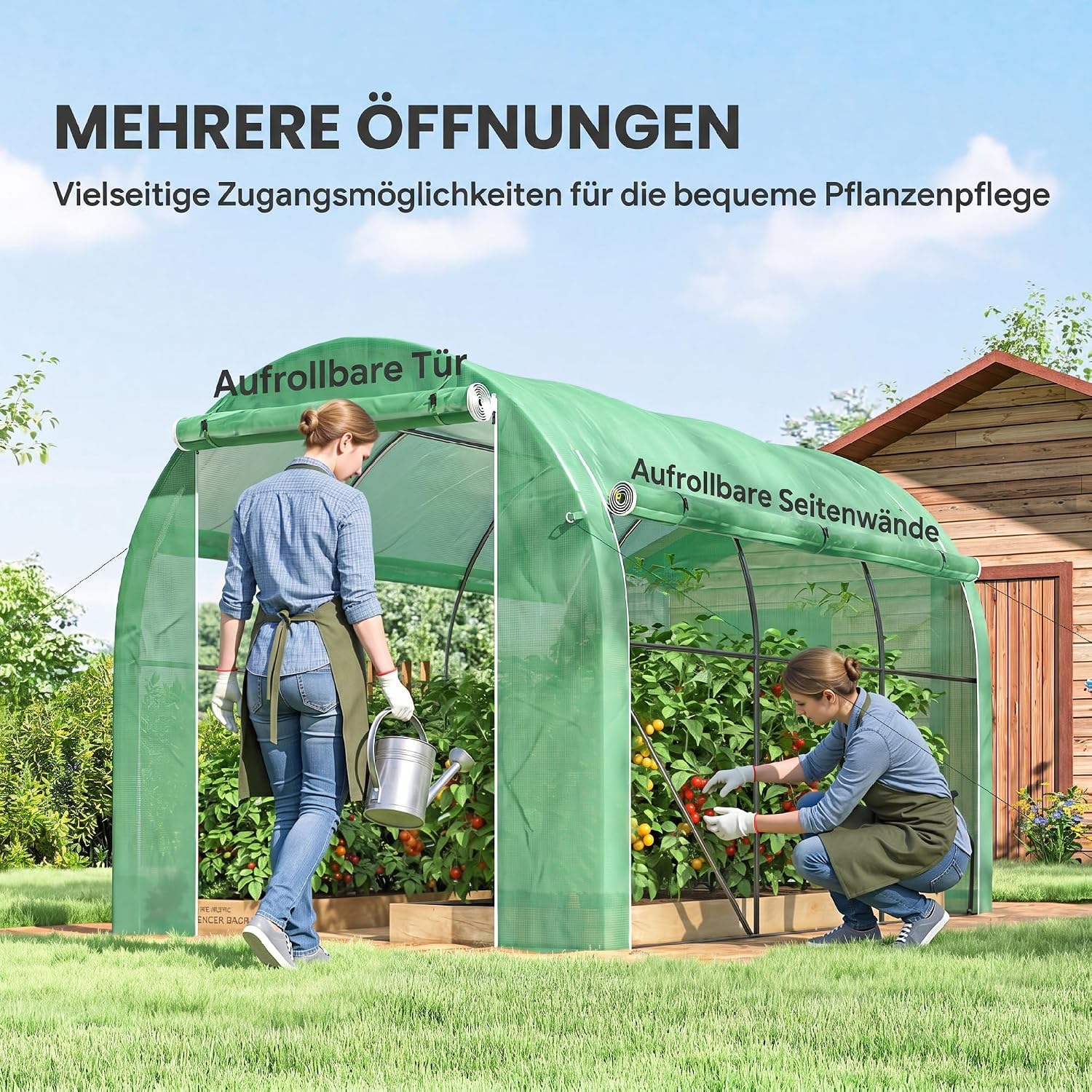 Detalle 2 de Outsunny 84H-009V01GN tunnelkas 6 m² met oprolbare zijwanden