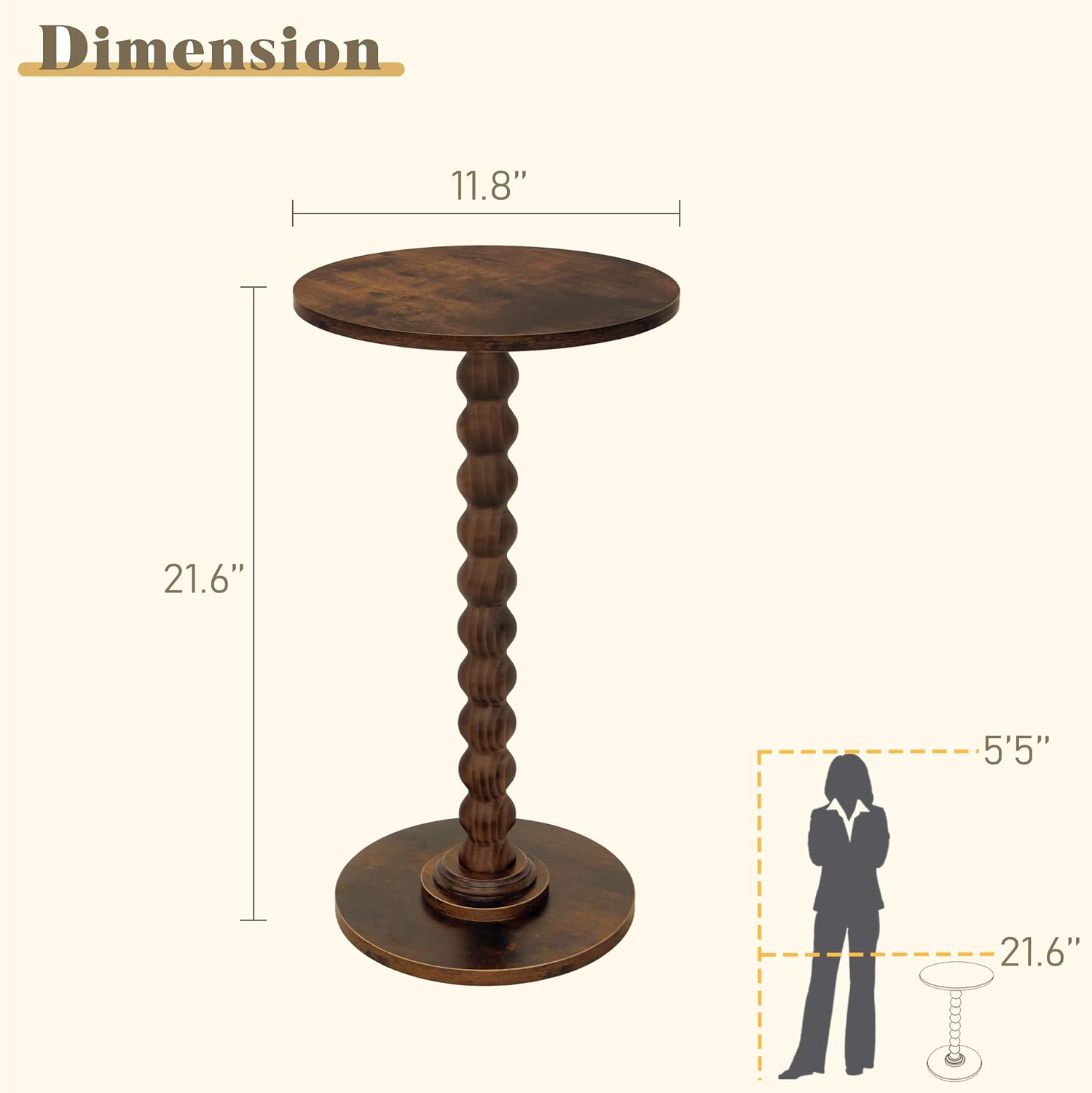 Detalle de Fultyle Round Side Table Rustic Brown