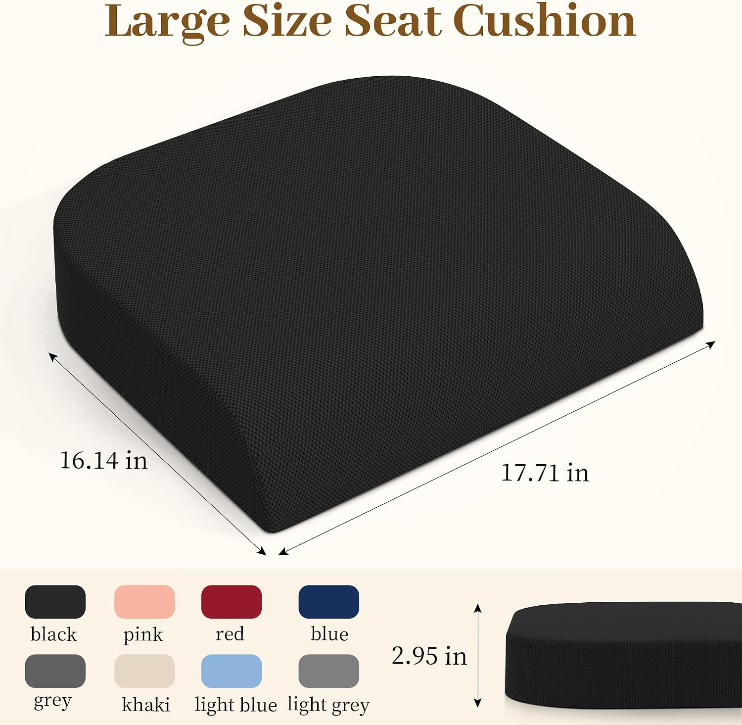 Thumbnail 4 de TranquilRelax MPN-TR0001-0BL Memory Foam Seat Cushion, 3-Inch Lift, Large