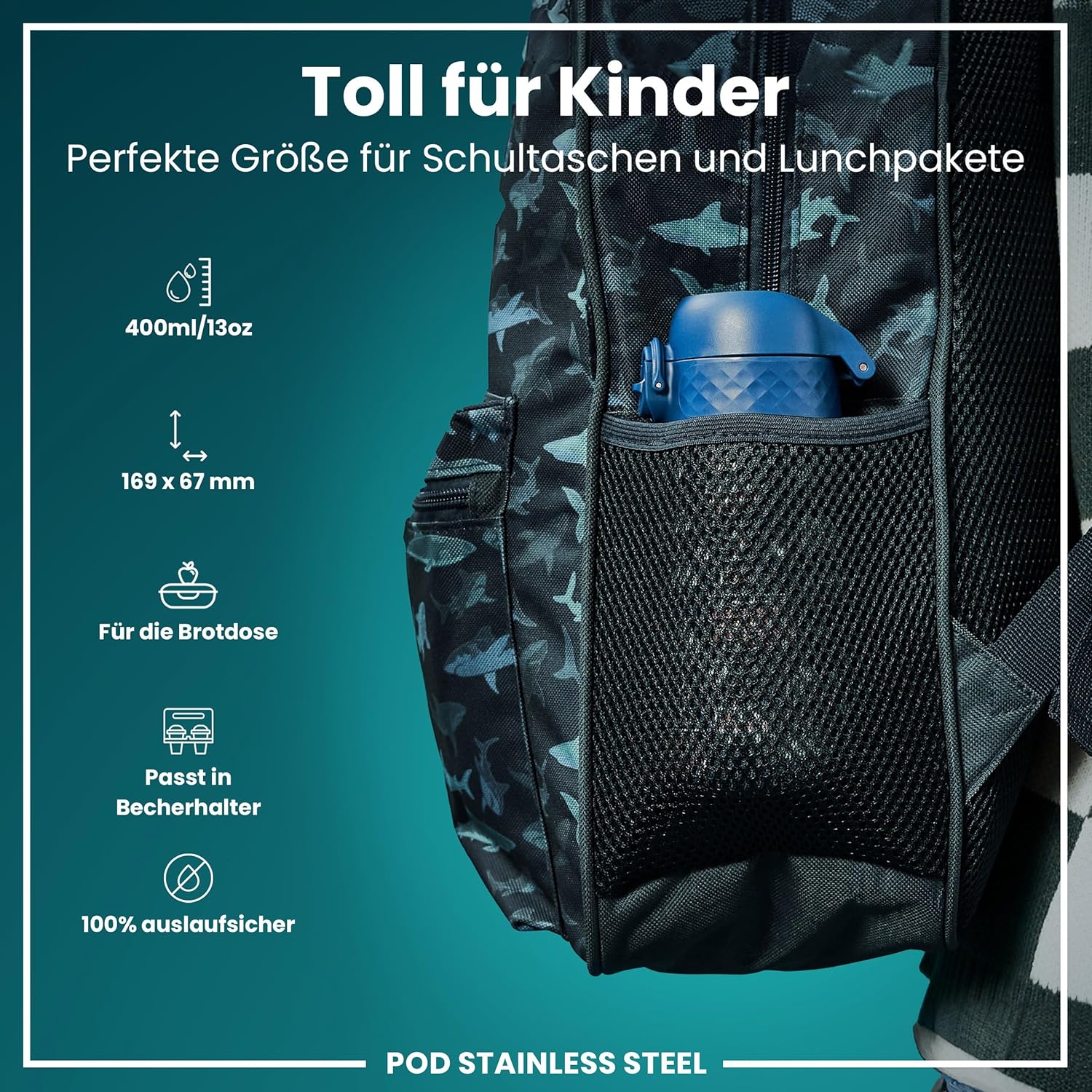 Detalle 2 de ion8 Kinder Trinkflasche 400ml 🥤