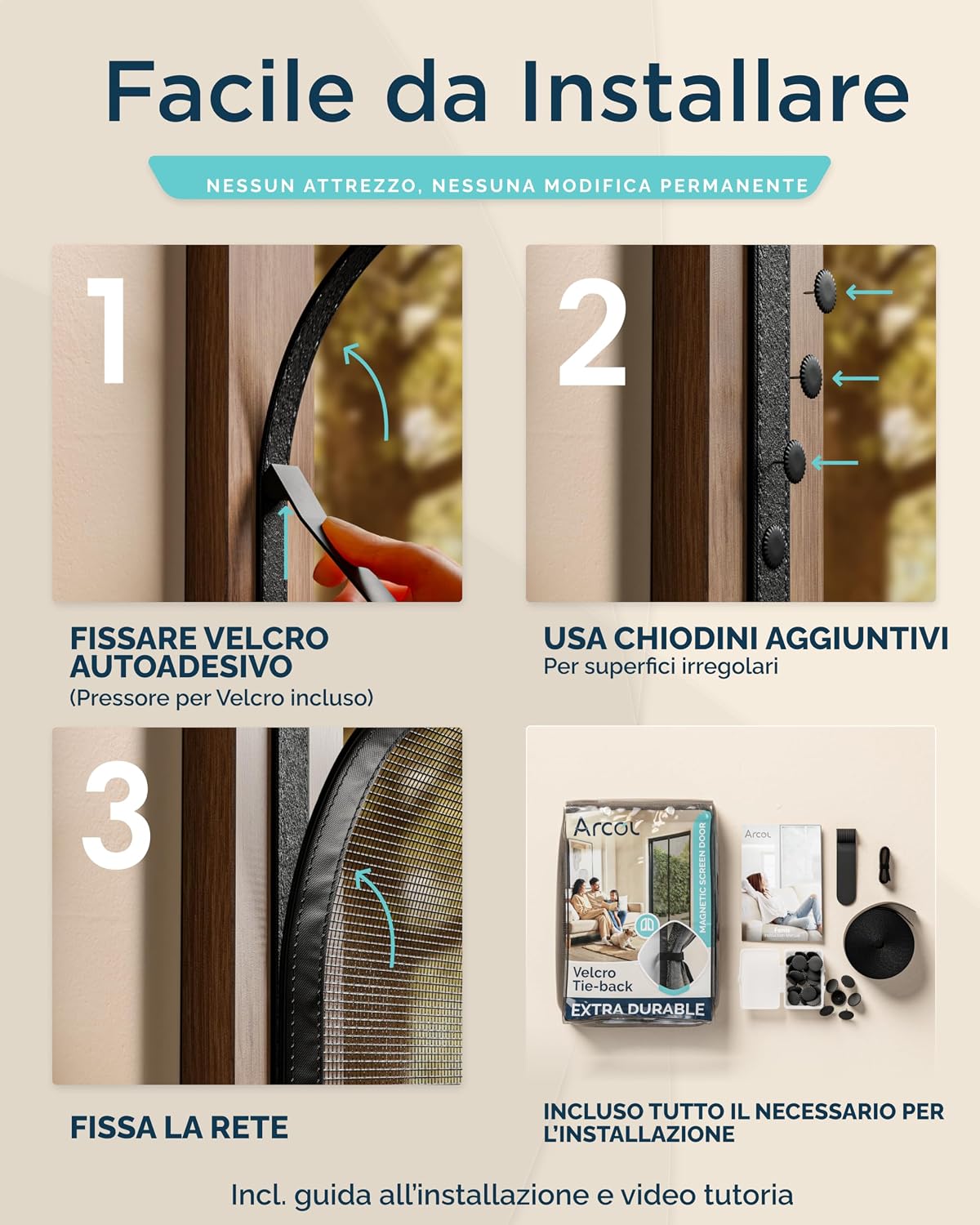 Thumbnail 5 de ARCOL Zanzariera Magnetica 90x250 cm Premium in Fibra di Vetro – Stop Zanzare con Chiusura Automatica