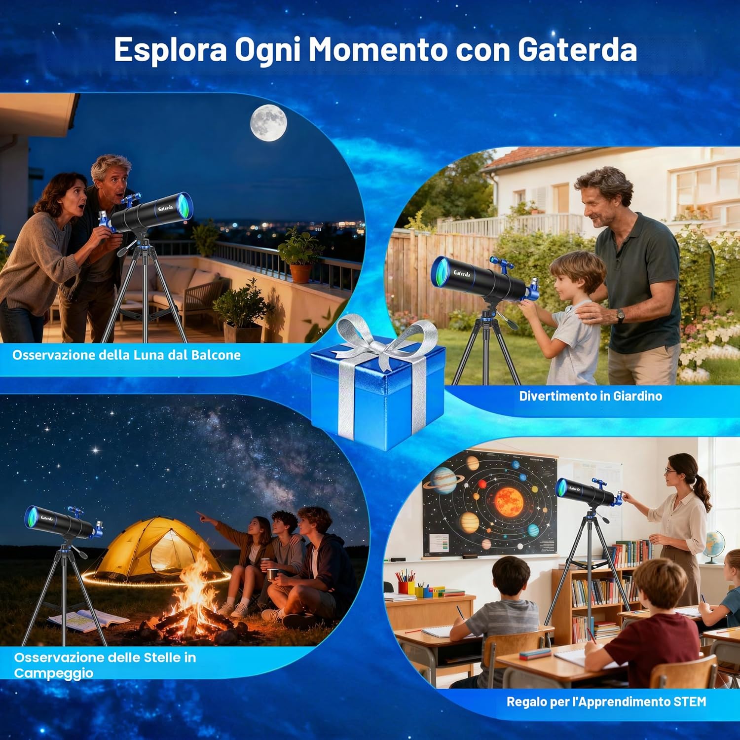 Thumbnail 6 de Gaterda Telescopio Astronomico 90/550mm: strumenti utili per adulti e principianti