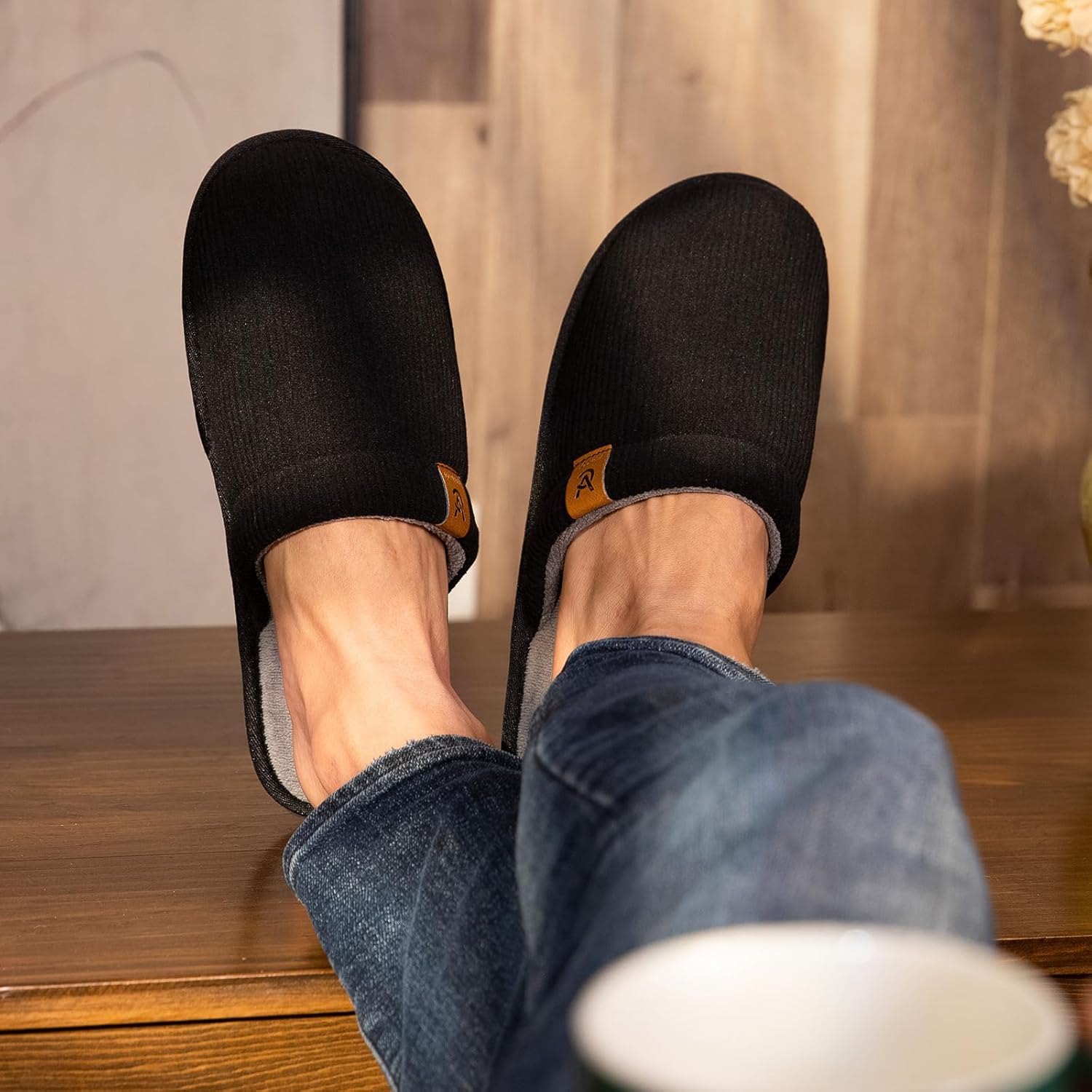Thumbnail 2 de VeraCosy Chaussons respirants à mémoire de forme pour hommes — confort intérieur/extérieur