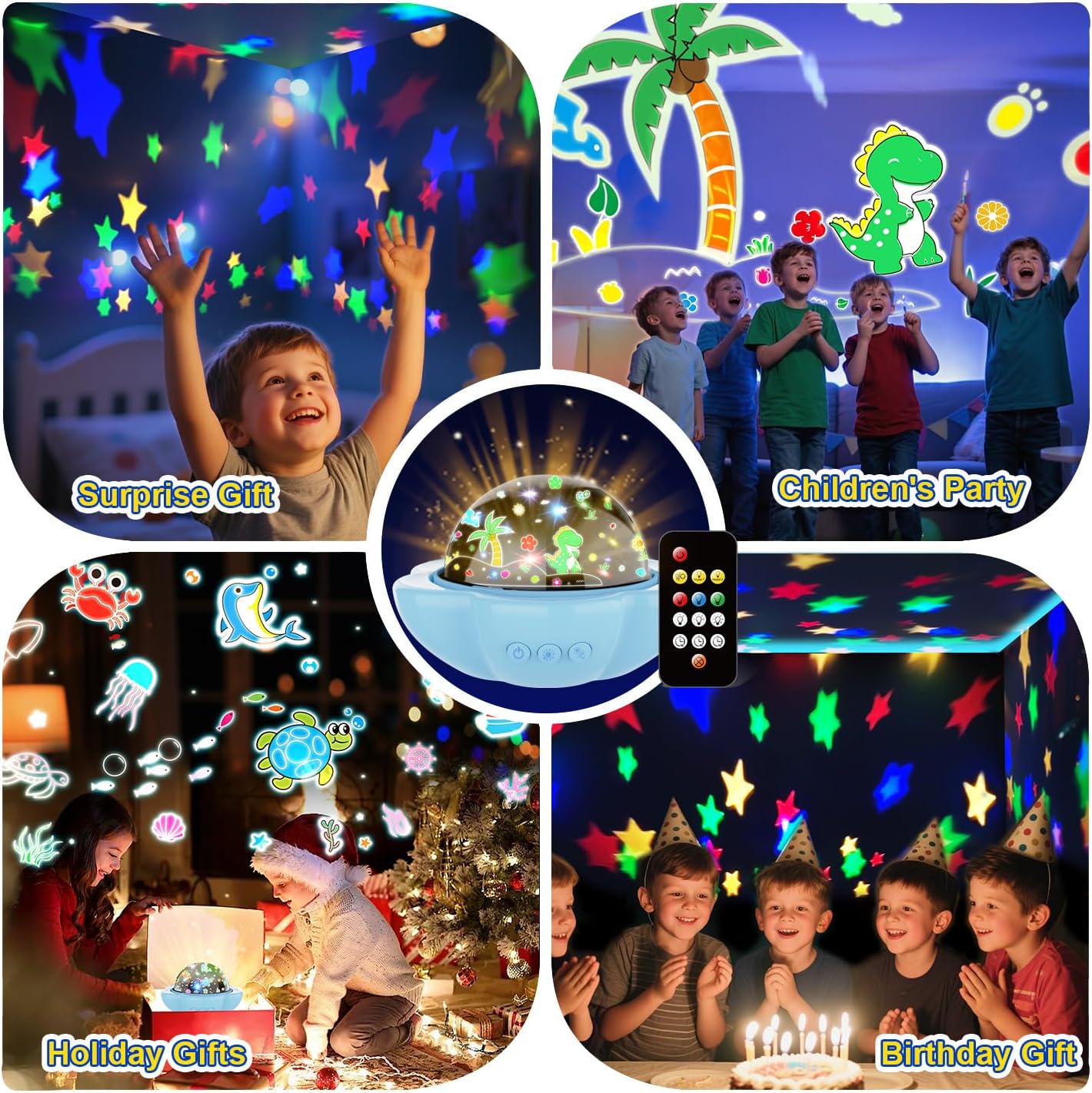 Detalle de Dinosaur Night Light Projector for Kids – 360° Starry Sky with Dino Themes