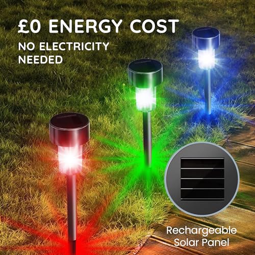 Thumbnail 3 de CUQOO Solar Garden Stake Lights – 10 Pack Colour-Changing LED Pathway Lights