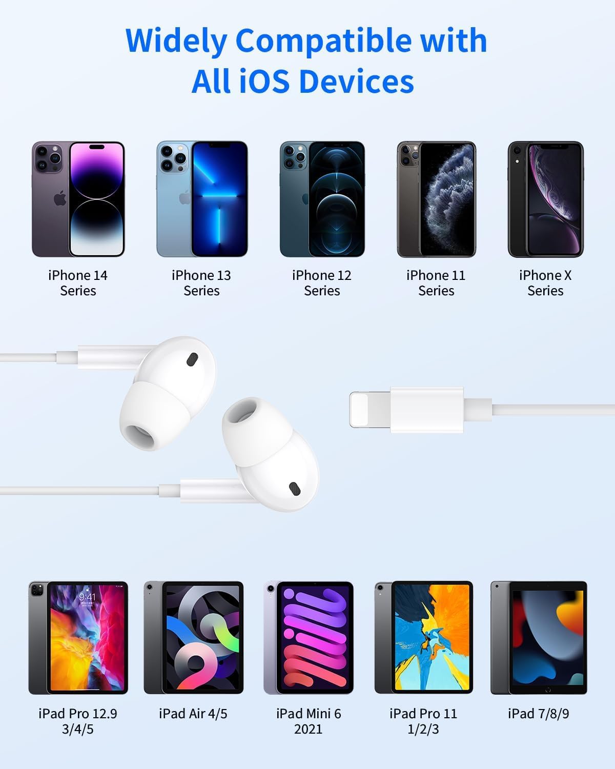 Thumbnail 4 de iPhone Headphones Wired with Lightning Connector (MFi Certified) – In-Ear Earphones with Built‑in Mic and Volume Control