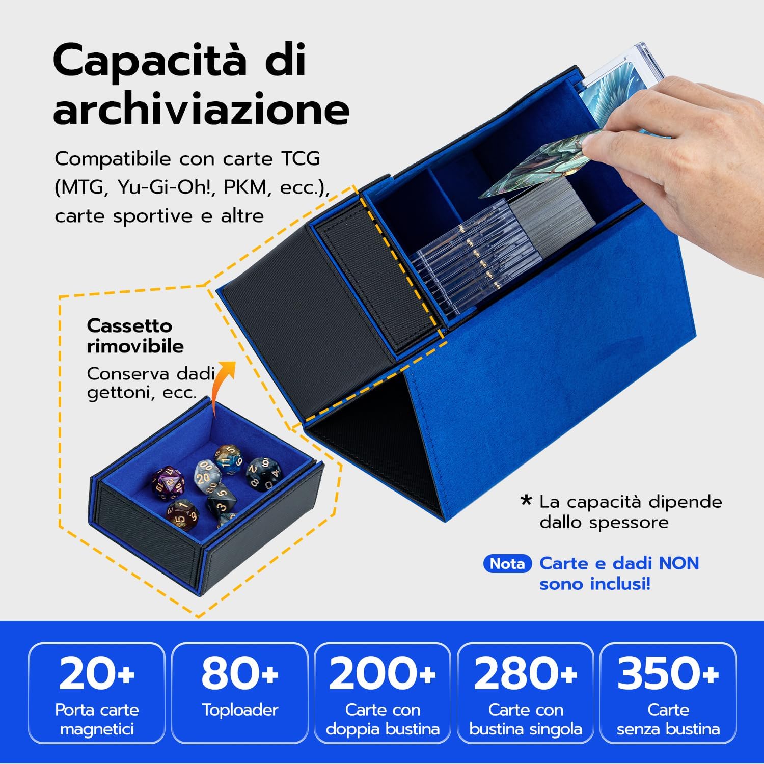 Thumbnail 3 de Tolesum Commander Deck Box: dopio porta mazzo in pelle PU, 22+ carte, box per dadi e ampia capacità