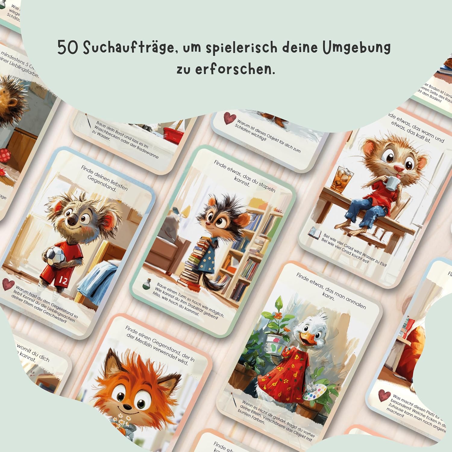 Detalle 2 de 50 Entdeckerkarten für Kinder – Schatzsuche Spiel 🎲