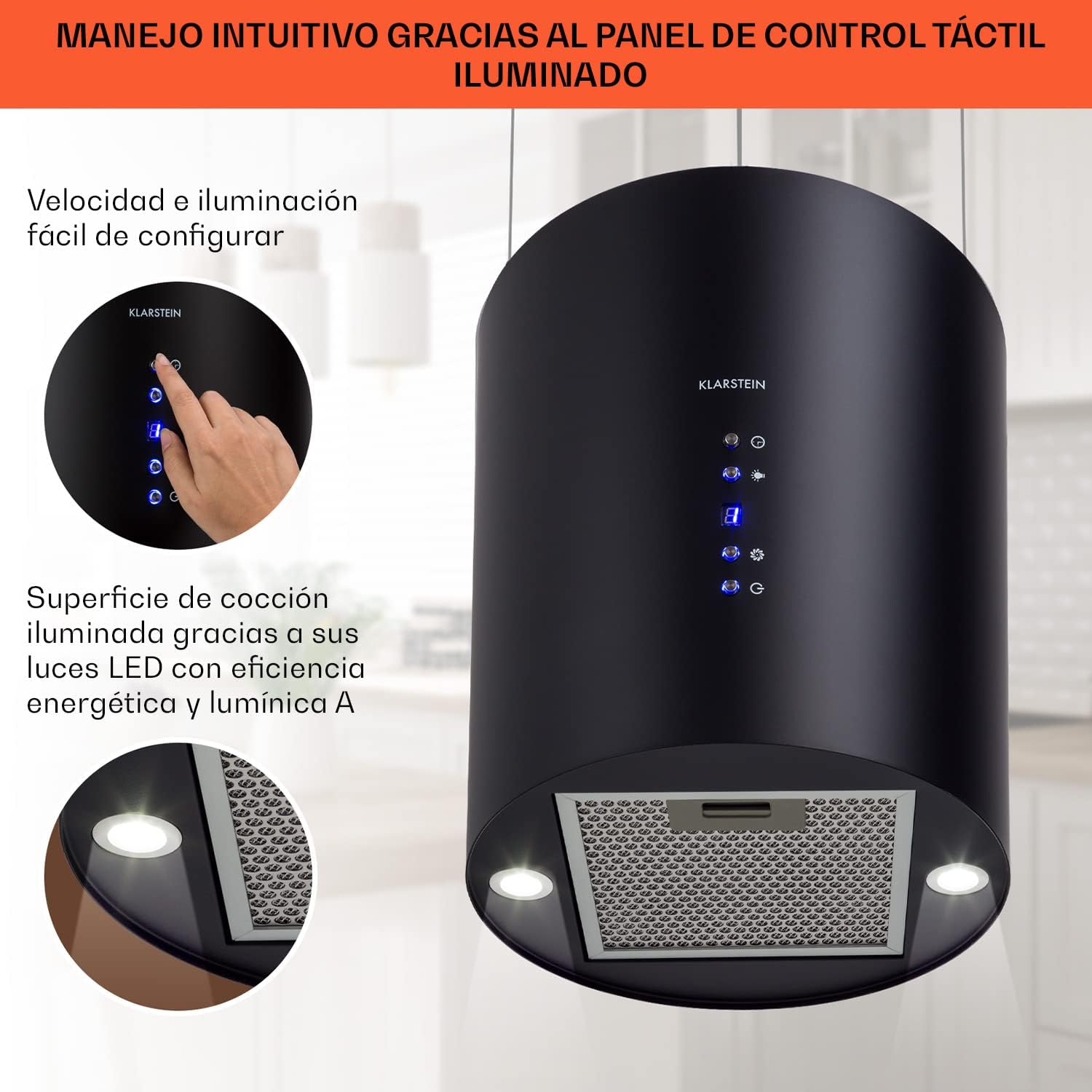 Detalle 2 de Klarstein Campana Isla Cocina Extractor