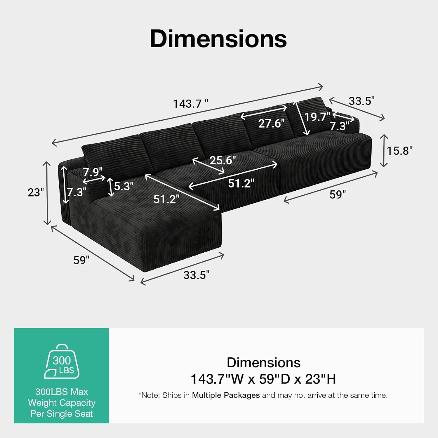 Thumbnail 1 de Novilla Modular Sectional Sofa 144-inch