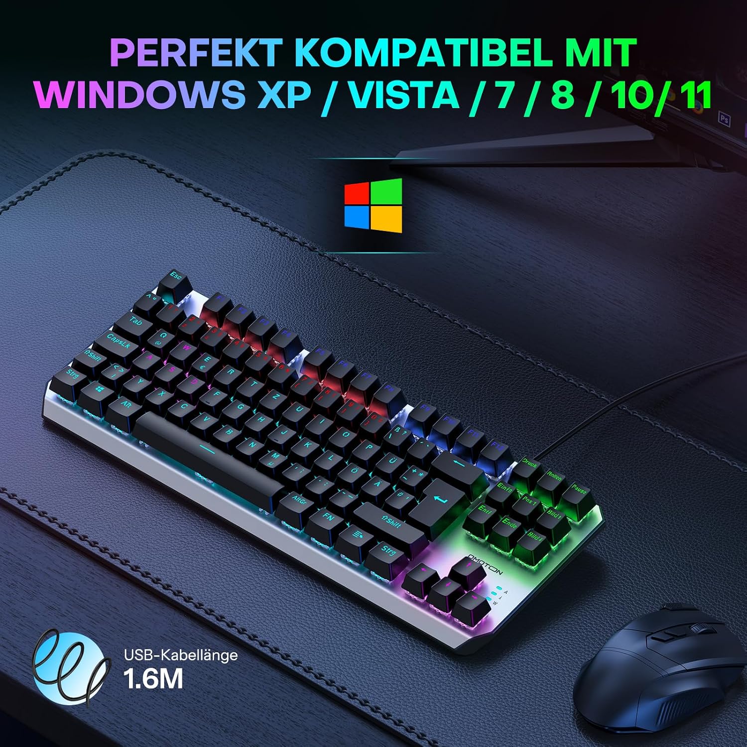 Thumbnail 6 de OMOTON Mechanische Gaming Tastatur 80%