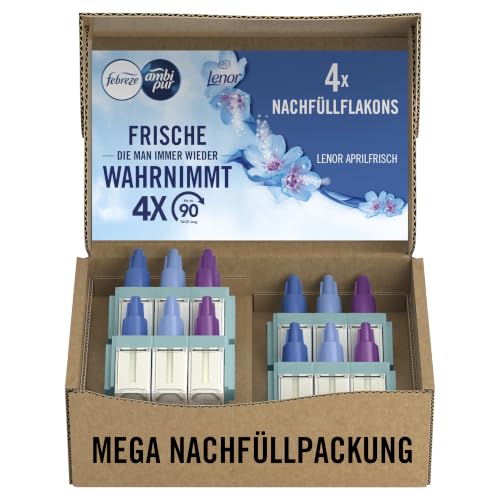 Febreze 3Volution Duftstecker – 4x Nachfüllflakons Aprilfrisch, 3 wechselnde Düfte