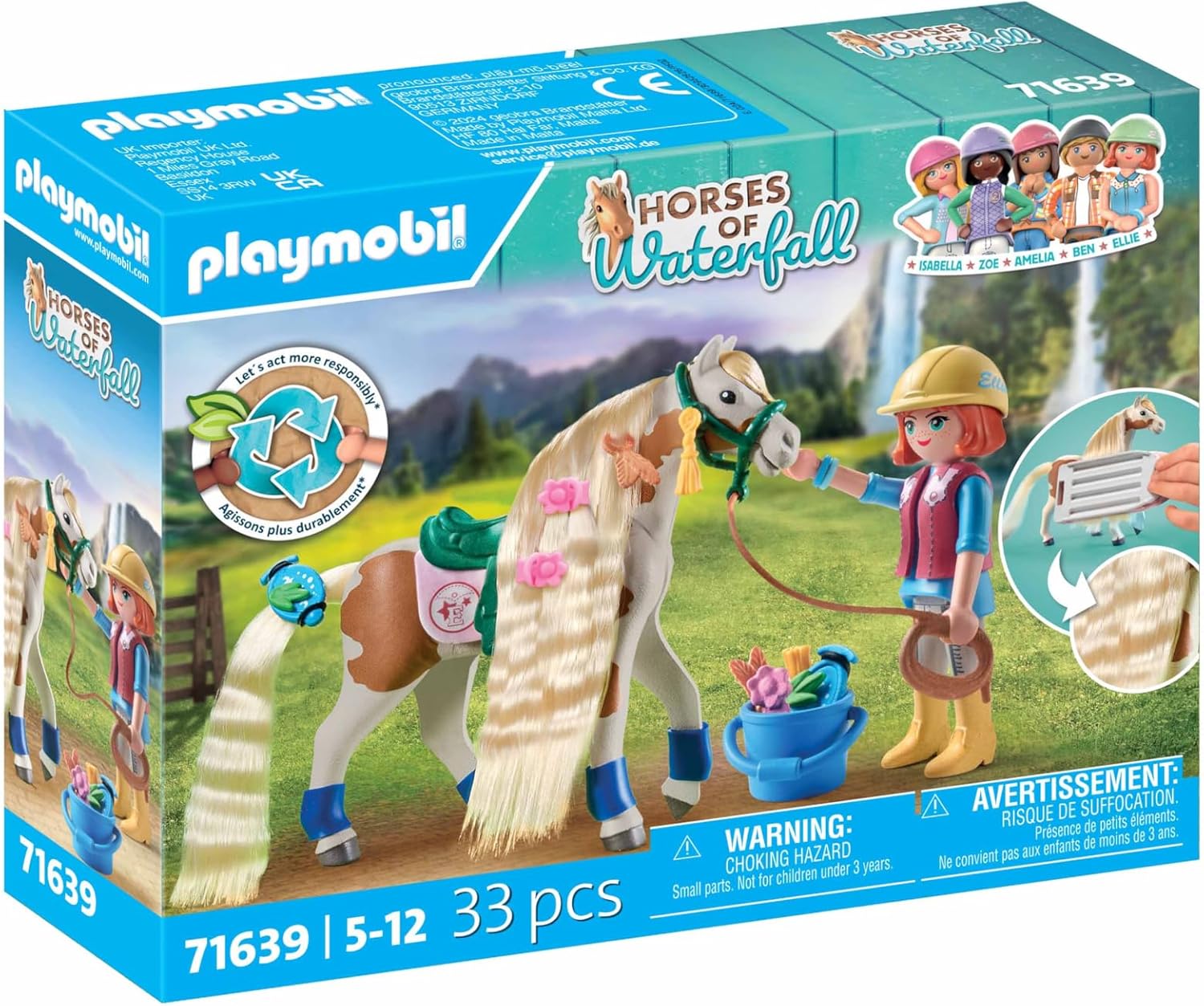 Detalle 2 de PLAYMOBIL Horses of Waterfall 71639 Ellie & Pferd mit Kreppeisen – Set für kreative Pferdefrisuren