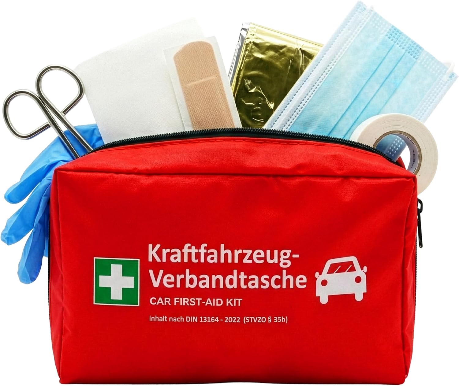 Floordirekt KFZ-Verbandtasche inkl. 2 Masken – Erste-Hilfe-Set DIN 13164, kompakt & sicher