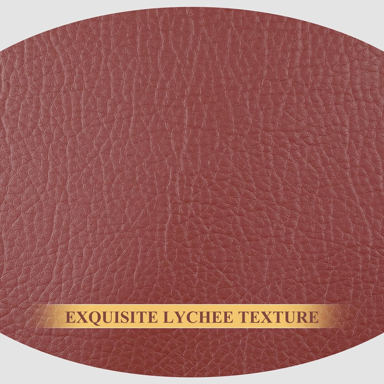 Detalle de Konelia Faux Leather02 Upholstery Fabric, 0.7 mm Pebbled PU, Chocolate Brown, 55 x 180 in