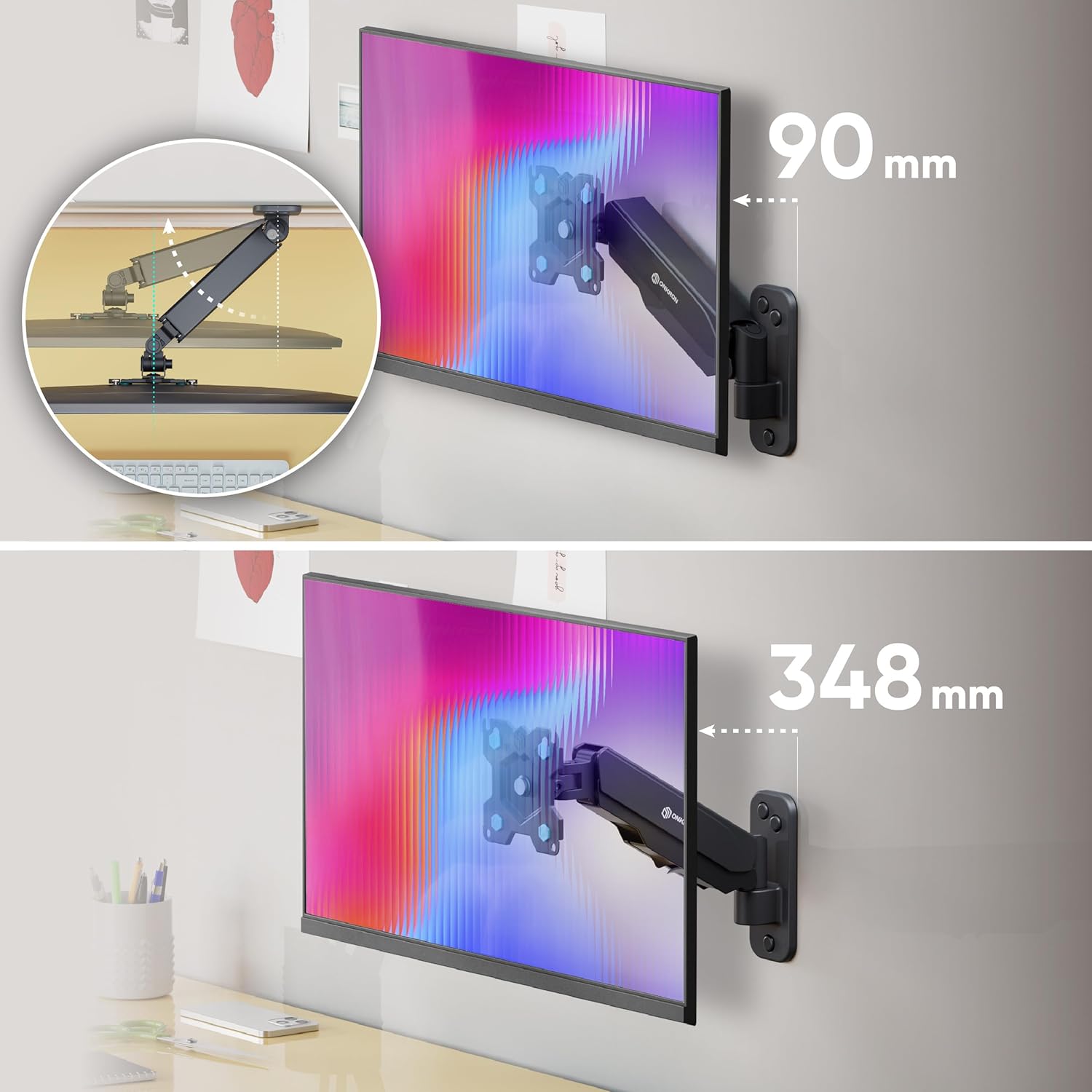 Thumbnail 4 de ONKRON Braccio Monitor e TV da Parete G120-B 13–34 pollici (VESA 75x75/100x100) inclinabile e orientabile, nero