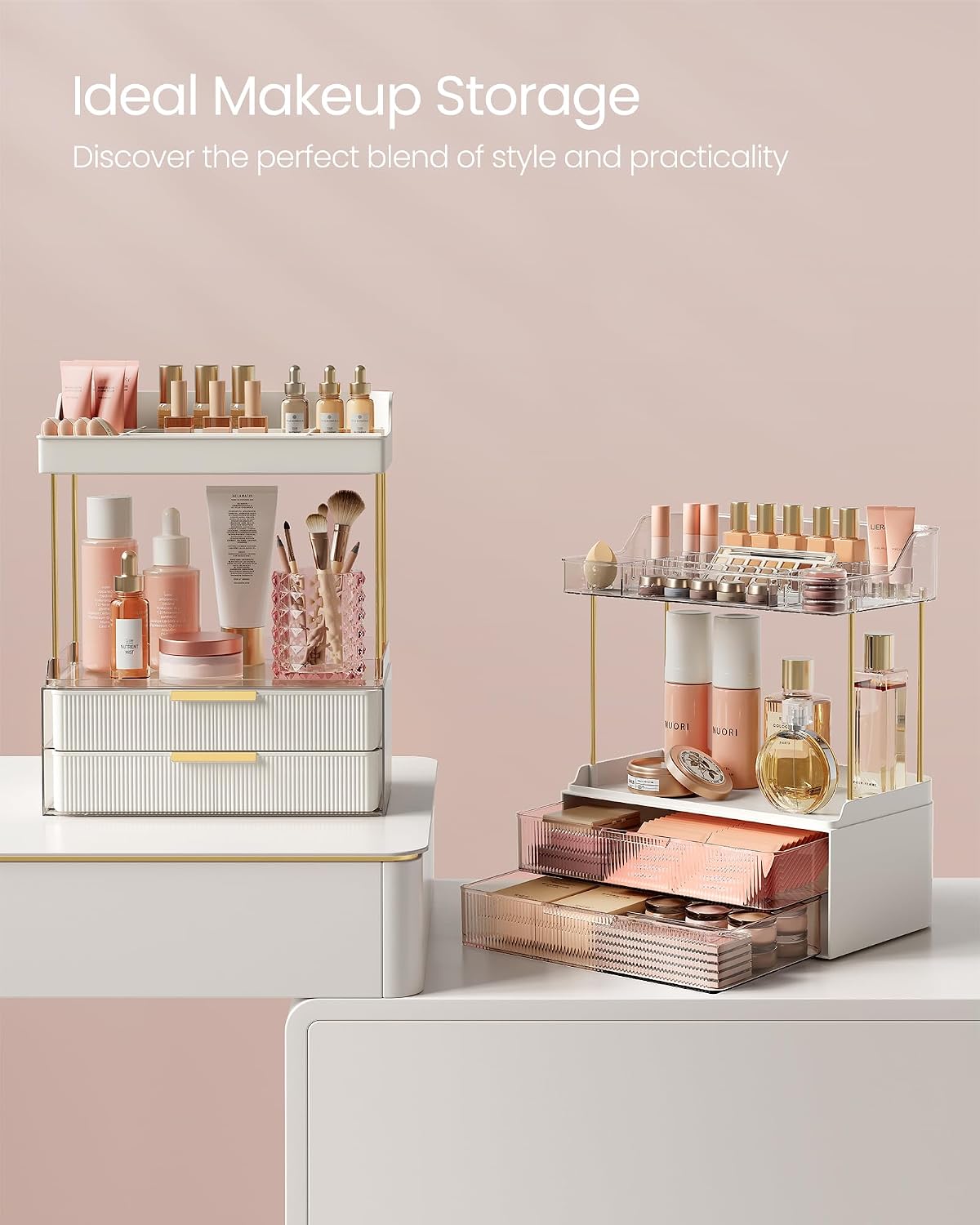 Thumbnail 6 de SONGMICS 4-Layer Makeup Organiser (Cloud White JKA021W01) with 4 dividers