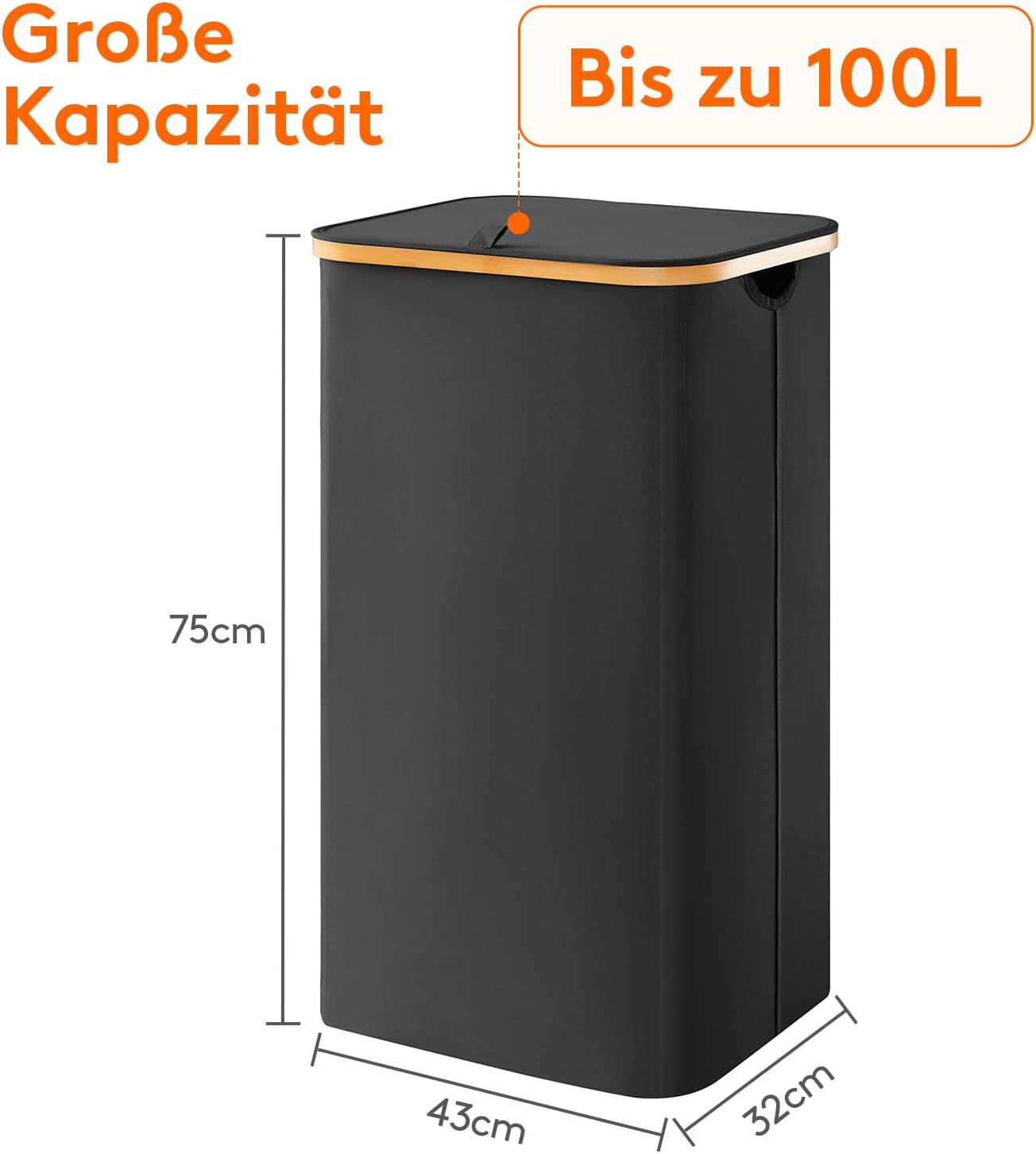 Detalle 2 de Lifewit 100L Wäschekorb mit Deckel 150 L