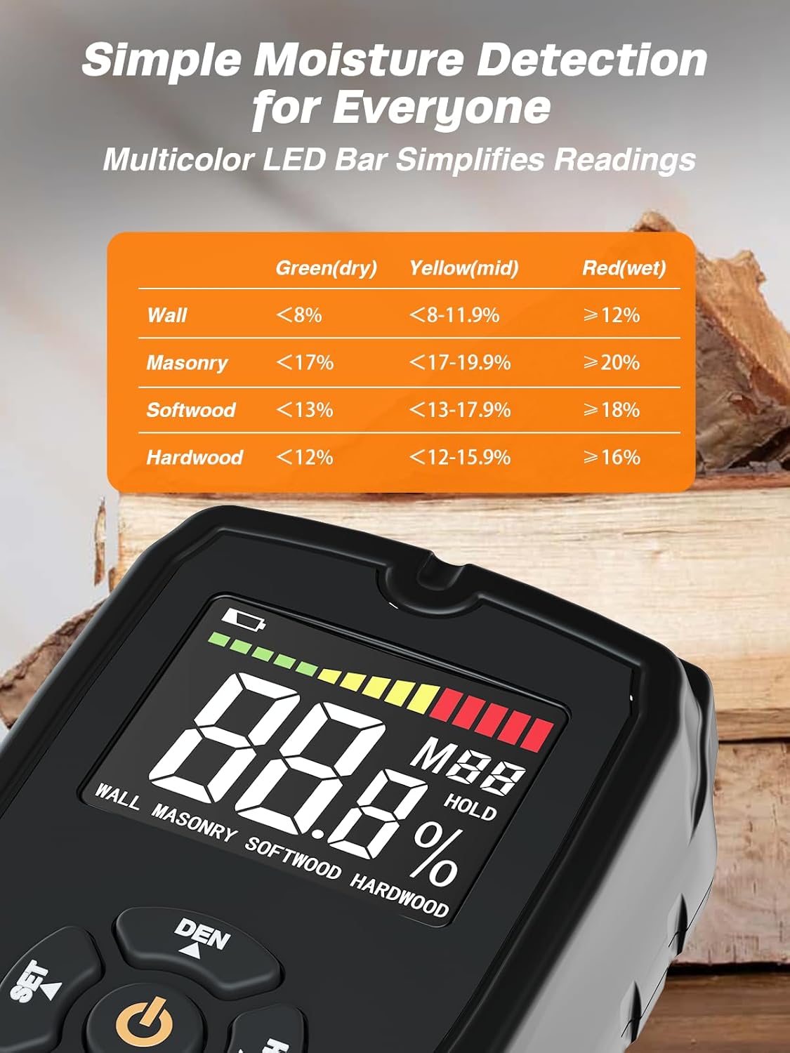 Thumbnail 5 de Pinless Moisture Meter 4-mode non-destructive detector