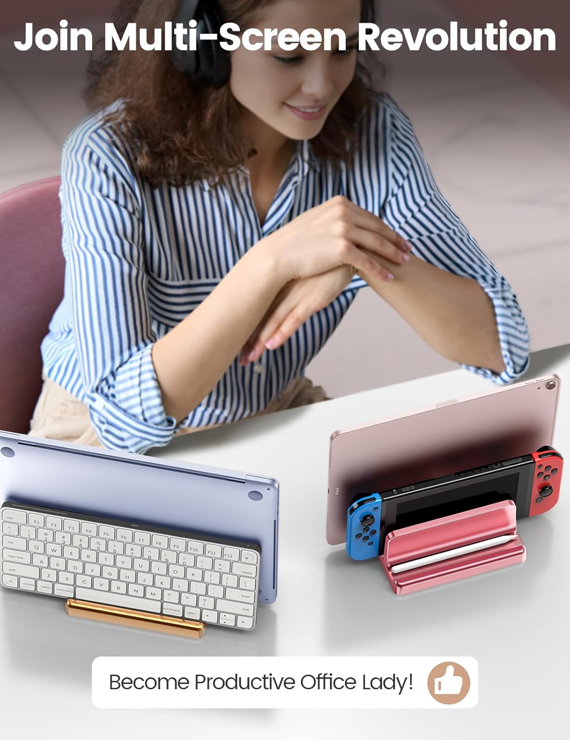 Thumbnail 6 de VAYDEER Vertikaler Laptop Ständer 4in1 – Roségold, platzsparend, flexibel