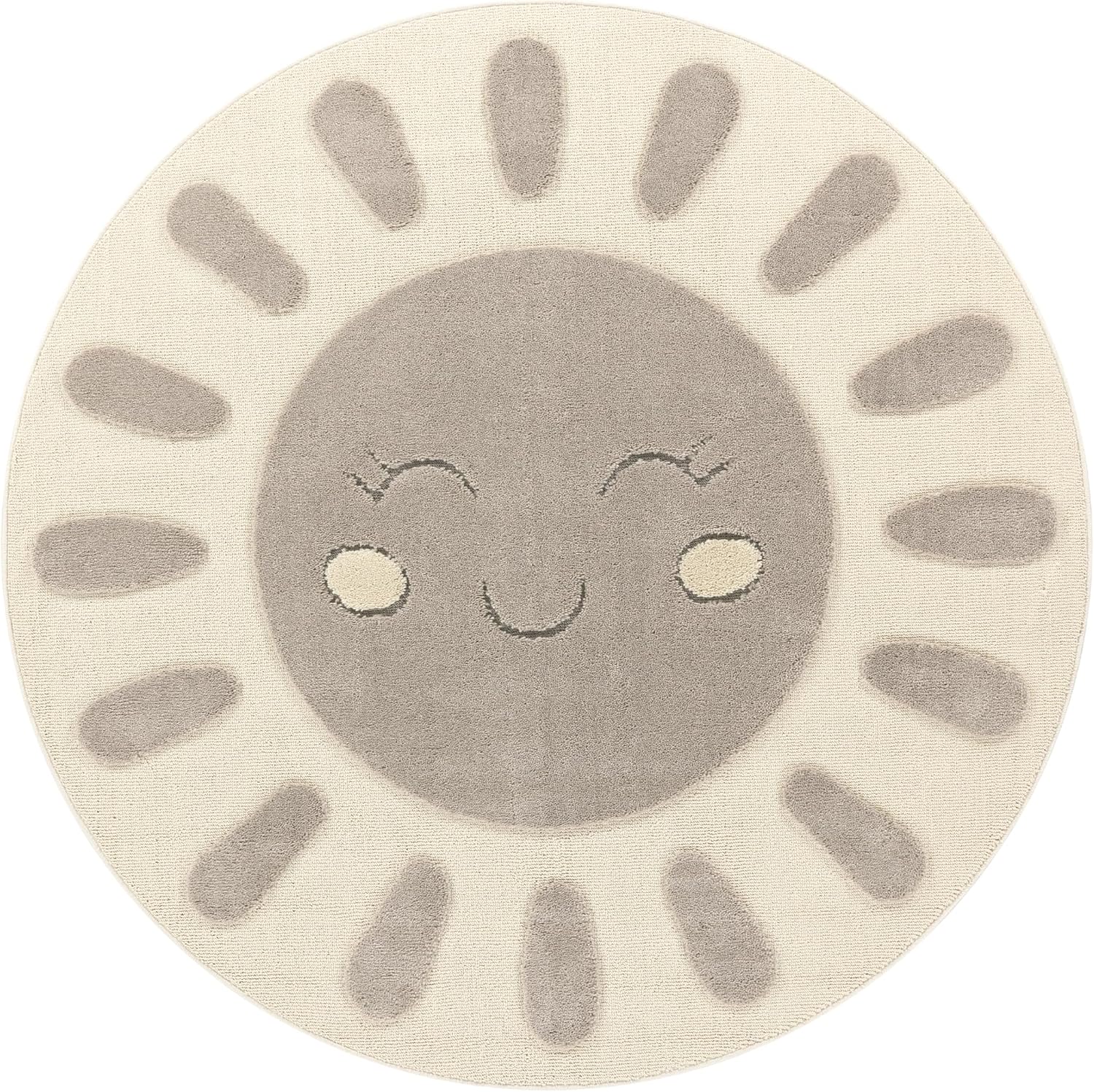 Thumbnail 4 de Tapis enfant Paco Home rond 120 cm effet 3D tons naturels, couleur crème (soleil)