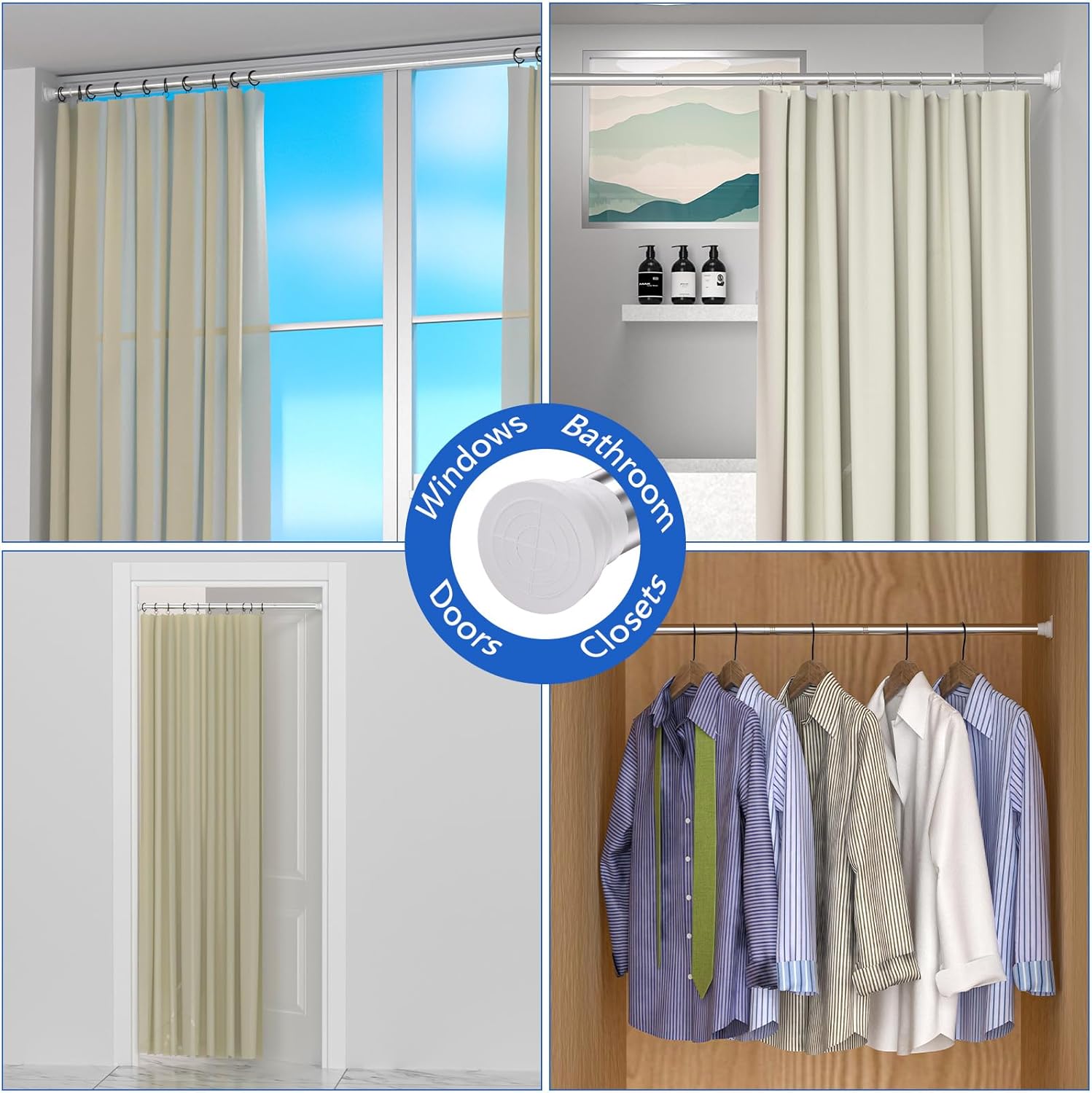 Thumbnail 5 de GOOWIN Shower Curtain Pole 80–165 cm