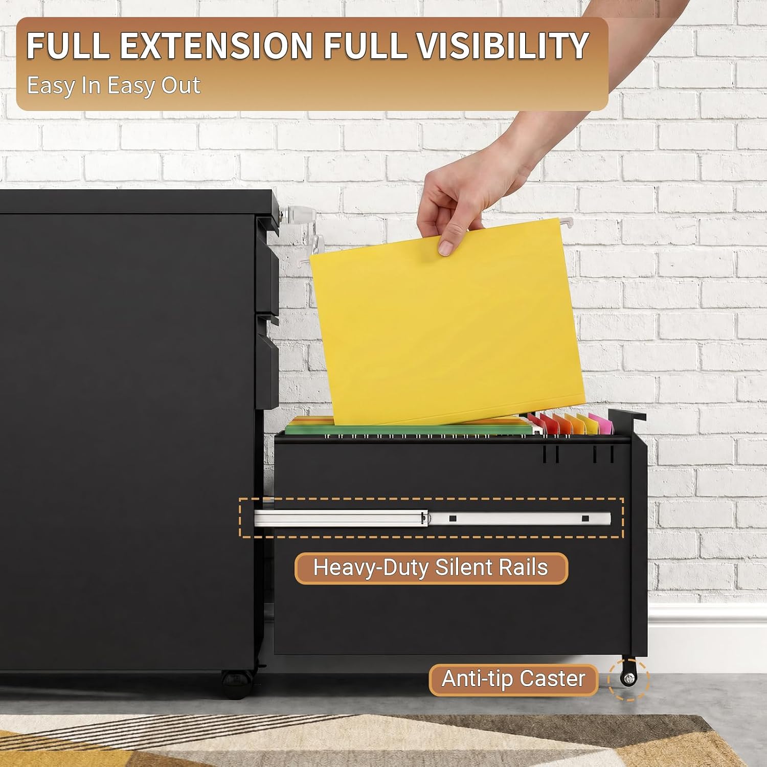 Thumbnail 4 de CHRONOGRAIN 3-Drawer File Cabinet, 23.62-Inch High