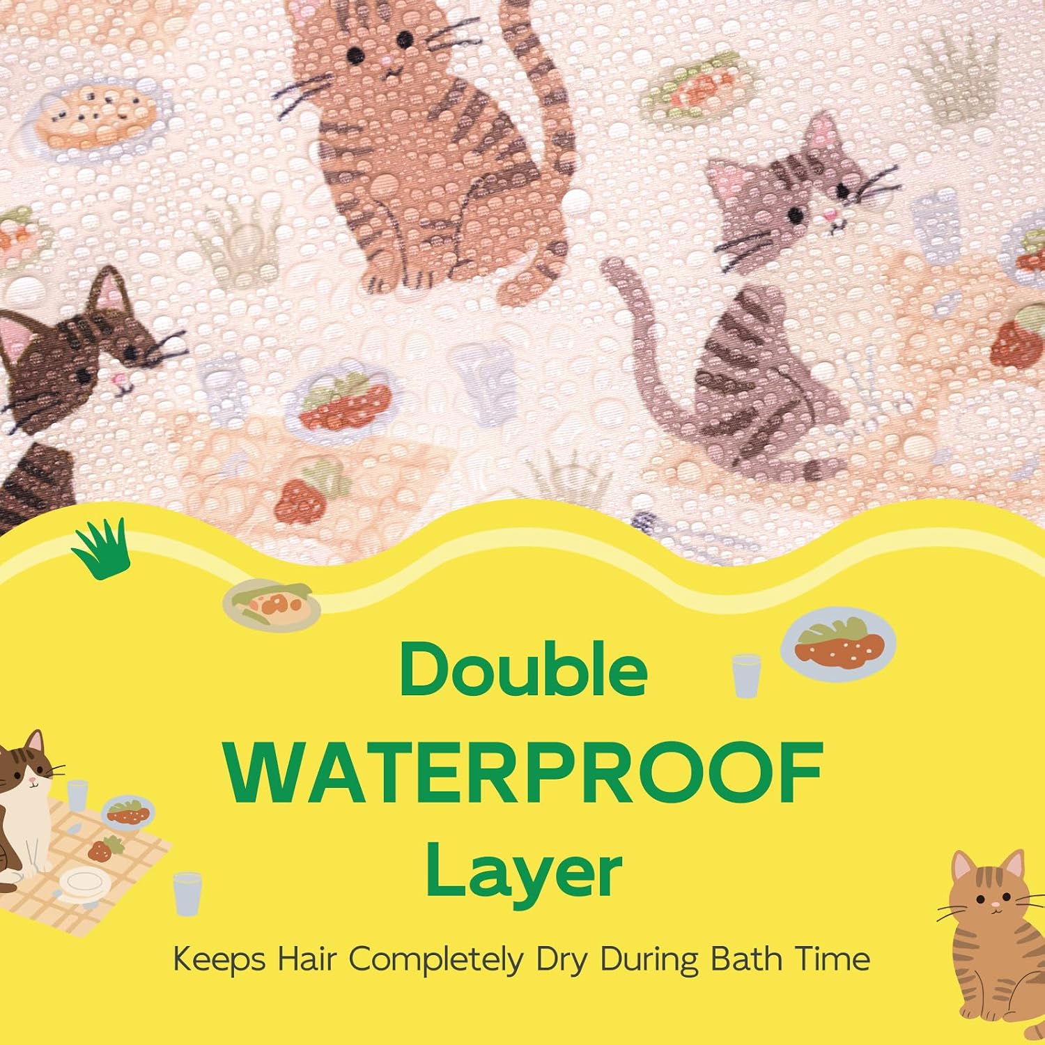 Detalle de Years calm YC-XM-EY-004 Kids’ Shower Cap, Reversible Double-Layer Design