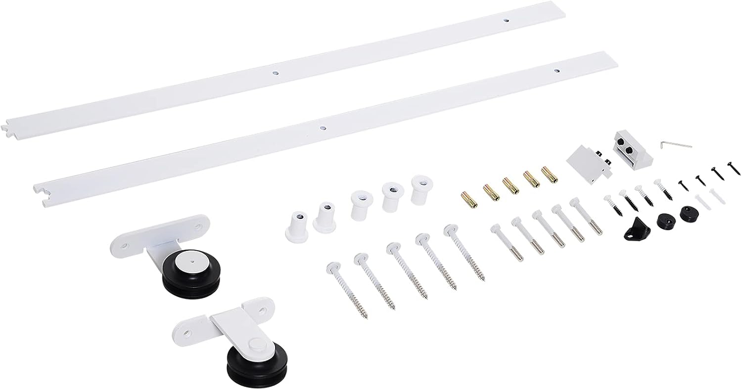 Thumbnail 4 de HOMCOM Kit porte coulissante rail 183 cm blanc