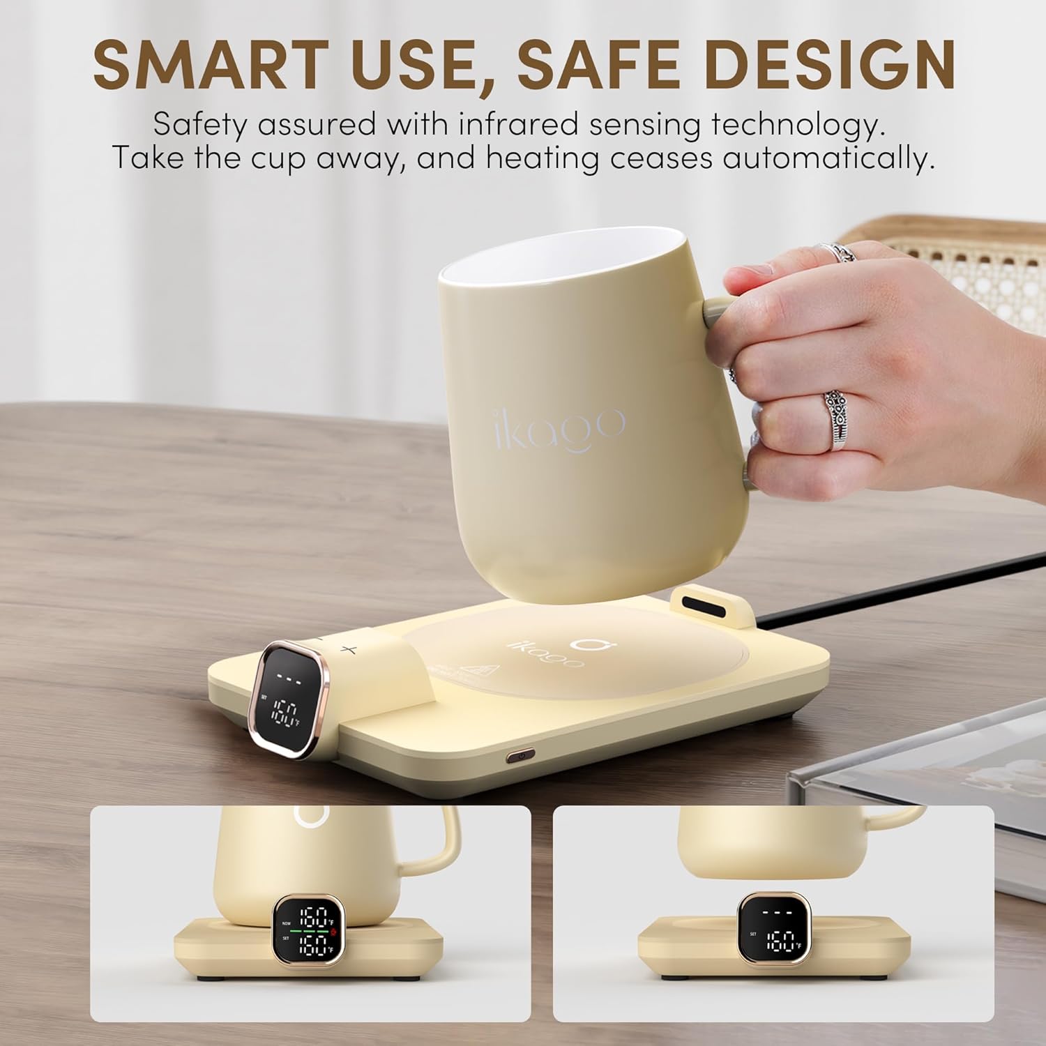Detalle de Coffee Mug Warmer Set with 15oz Ceramic Heated Mug ⚡