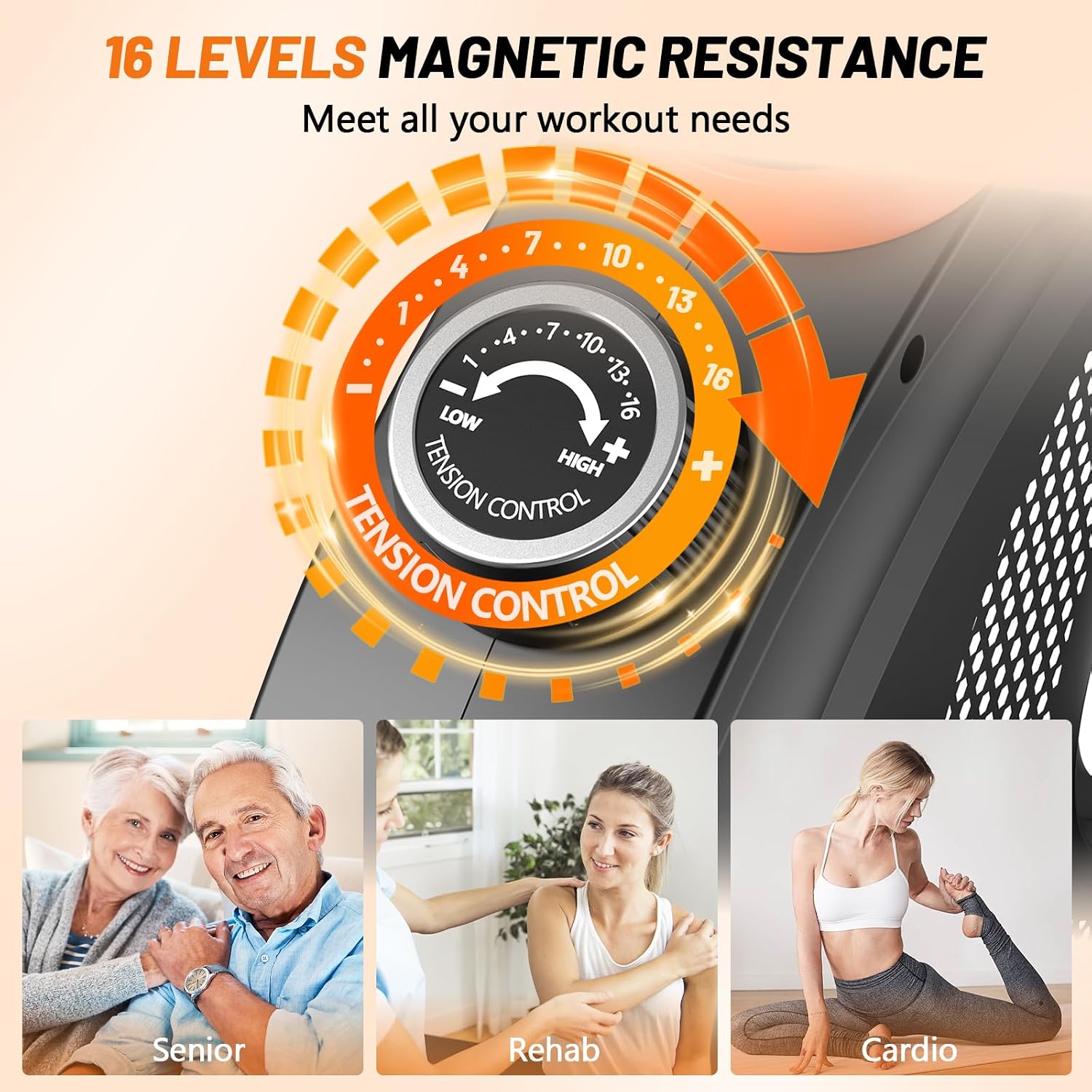 Detalle de CHAOKE Recumbent Exercise Bike, 16-Level Magnetic Resistance, App Compatible